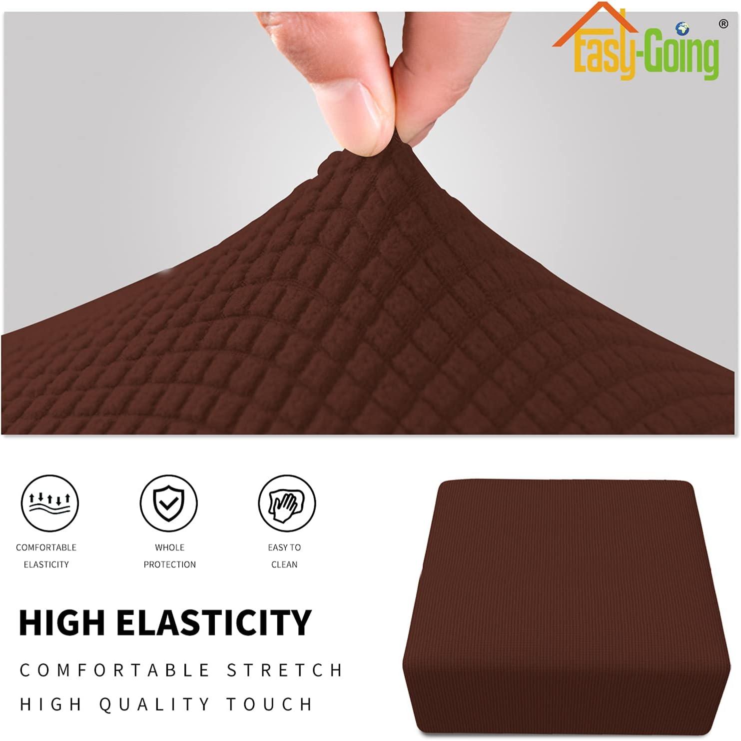image:imageEasyGoing Stretch Ottoman Cover Length 2030in Folding Storage Stool Furniture Protector Soft Rectangle slipcover with Elastic BottomOttoman SmallDark GreyCoffee