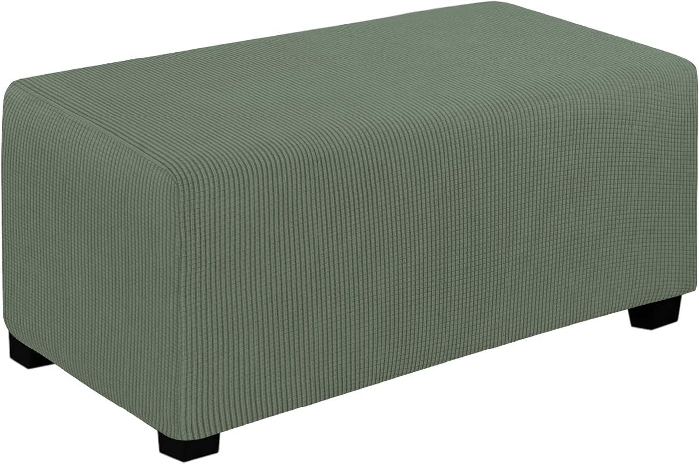 image:imageEasyGoing Stretch Ottoman Cover Length 2030in Folding Storage Stool Furniture Protector Soft Rectangle slipcover with Elastic BottomOttoman SmallDark GreyGreyish Green