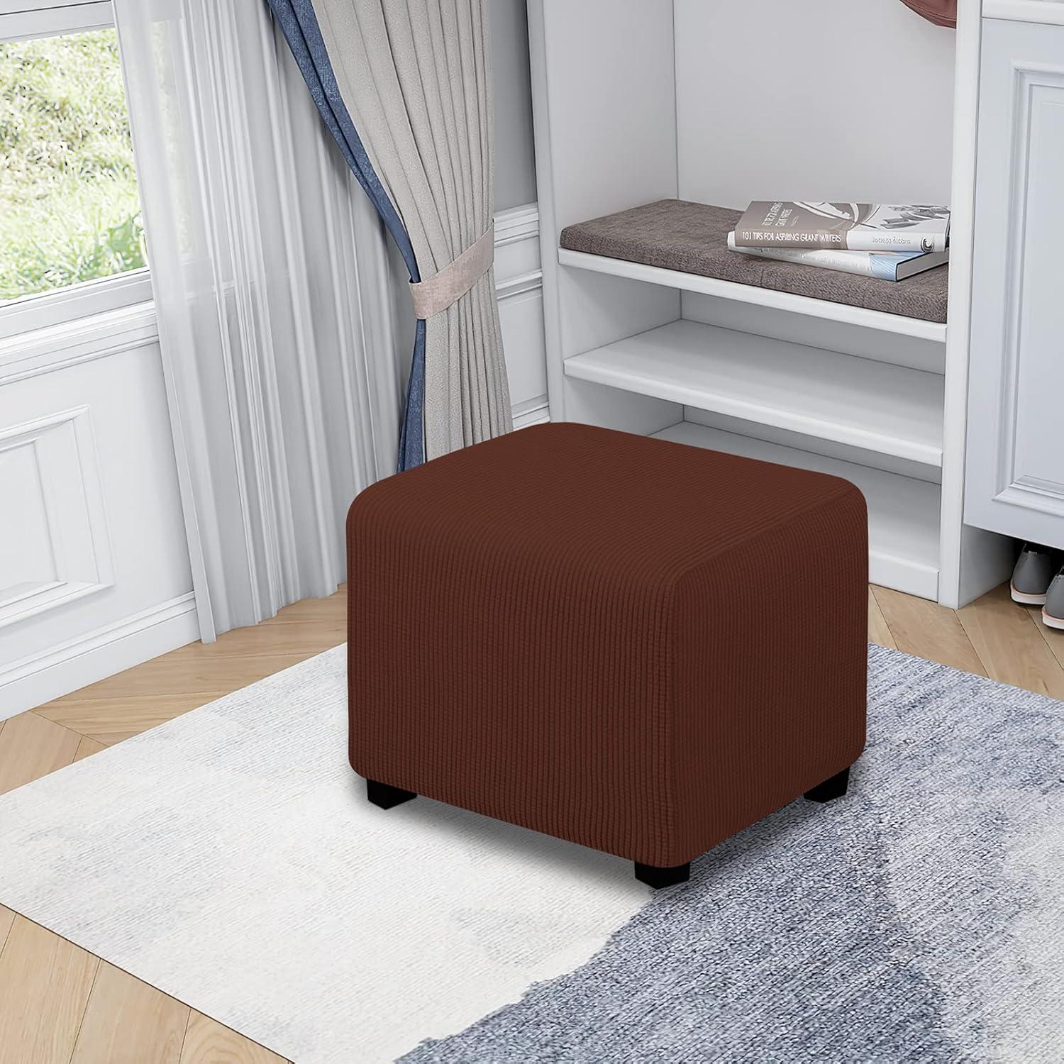 image:imageEasyGoing Stretch Ottoman Cover Length 2030in Folding Storage Stool Furniture Protector Soft Rectangle slipcover with Elastic BottomOttoman SmallDark GreyCoffee