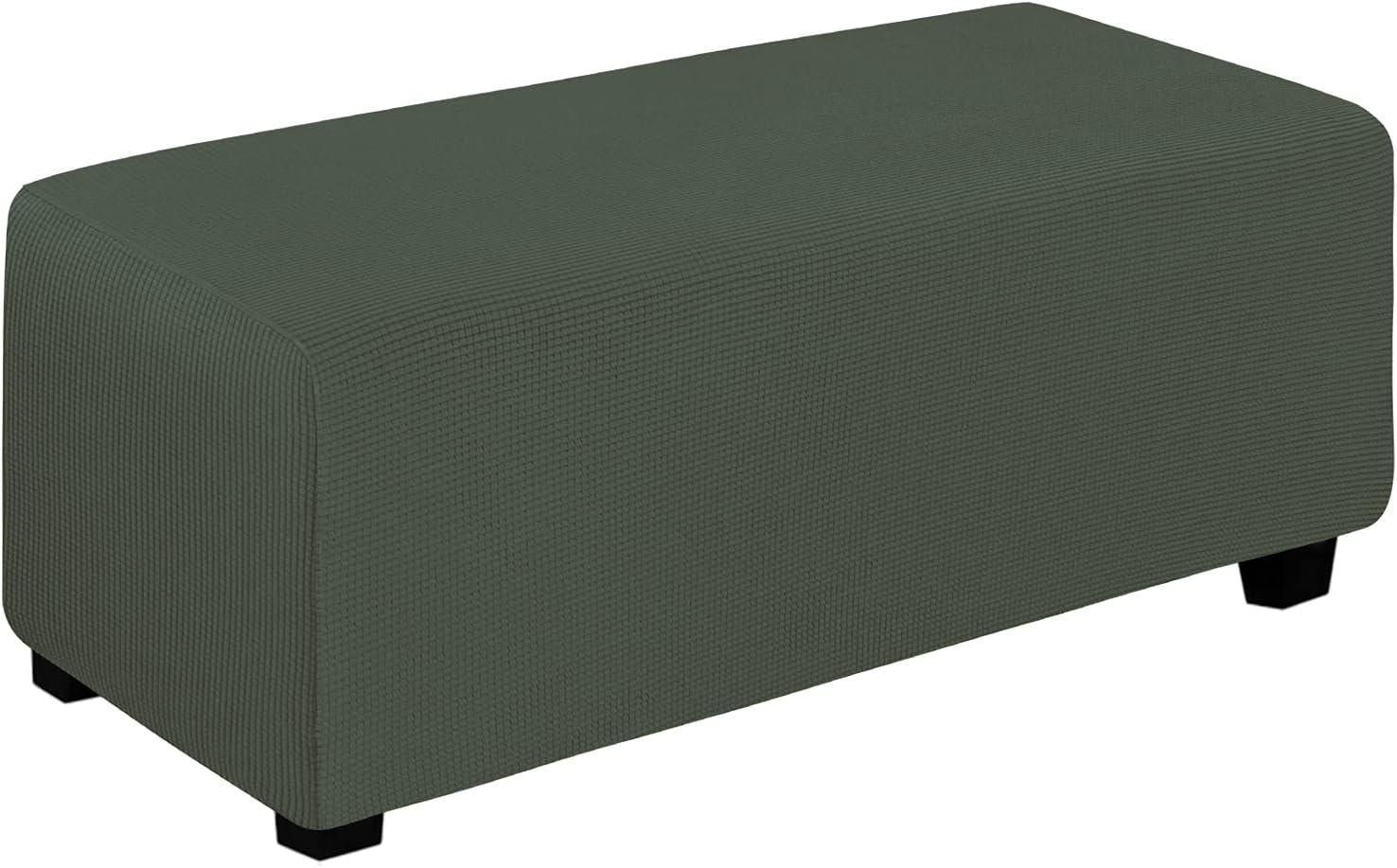 image:imageEasyGoing Stretch Ottoman Cover Length 2030in Folding Storage Stool Furniture Protector Soft Rectangle slipcover with Elastic BottomOttoman SmallDark GreyOlive Green