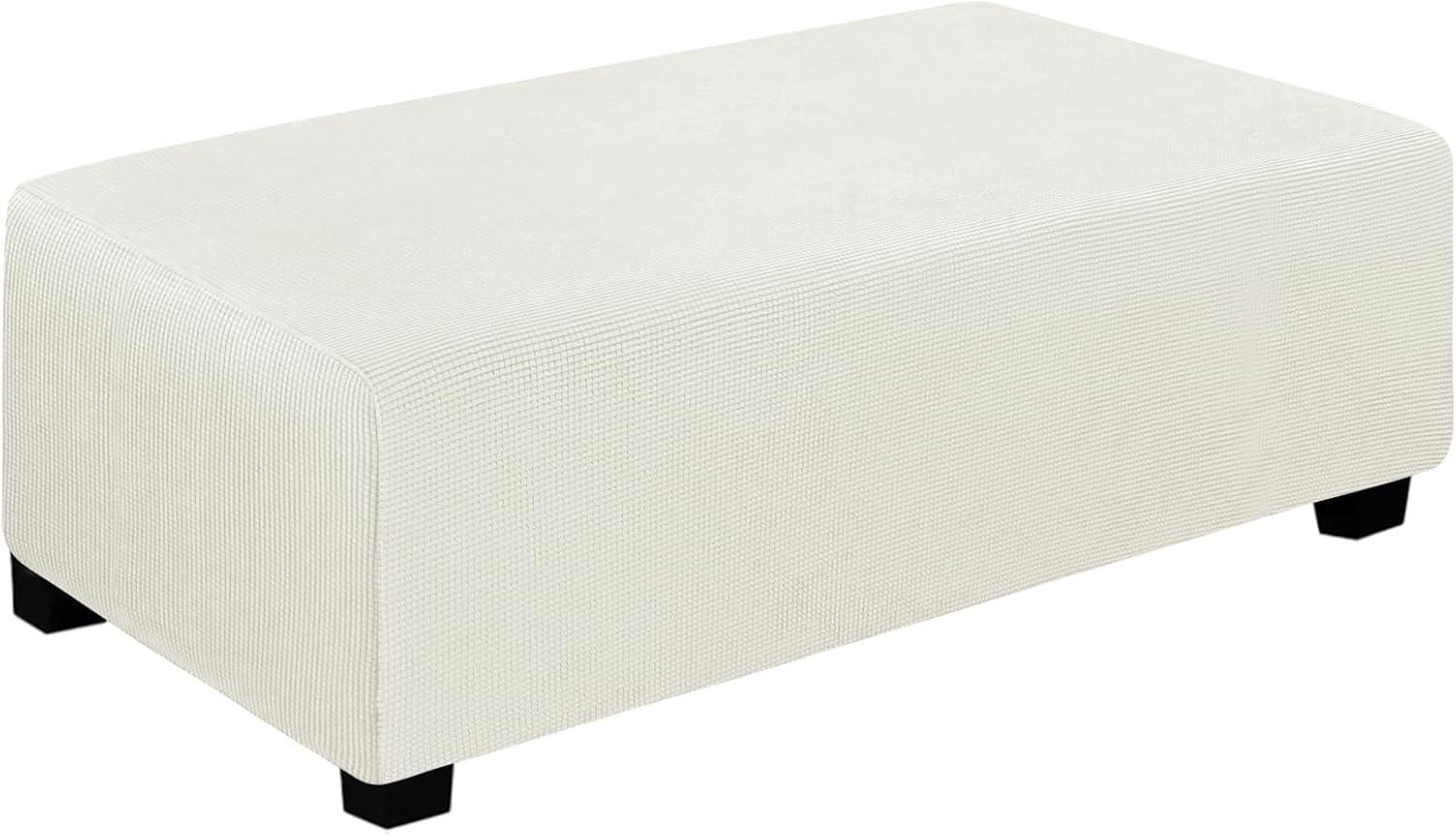 image:imageEasyGoing Stretch Ottoman Cover Length 2030in Folding Storage Stool Furniture Protector Soft Rectangle slipcover with Elastic BottomOttoman SmallDark GreyCream