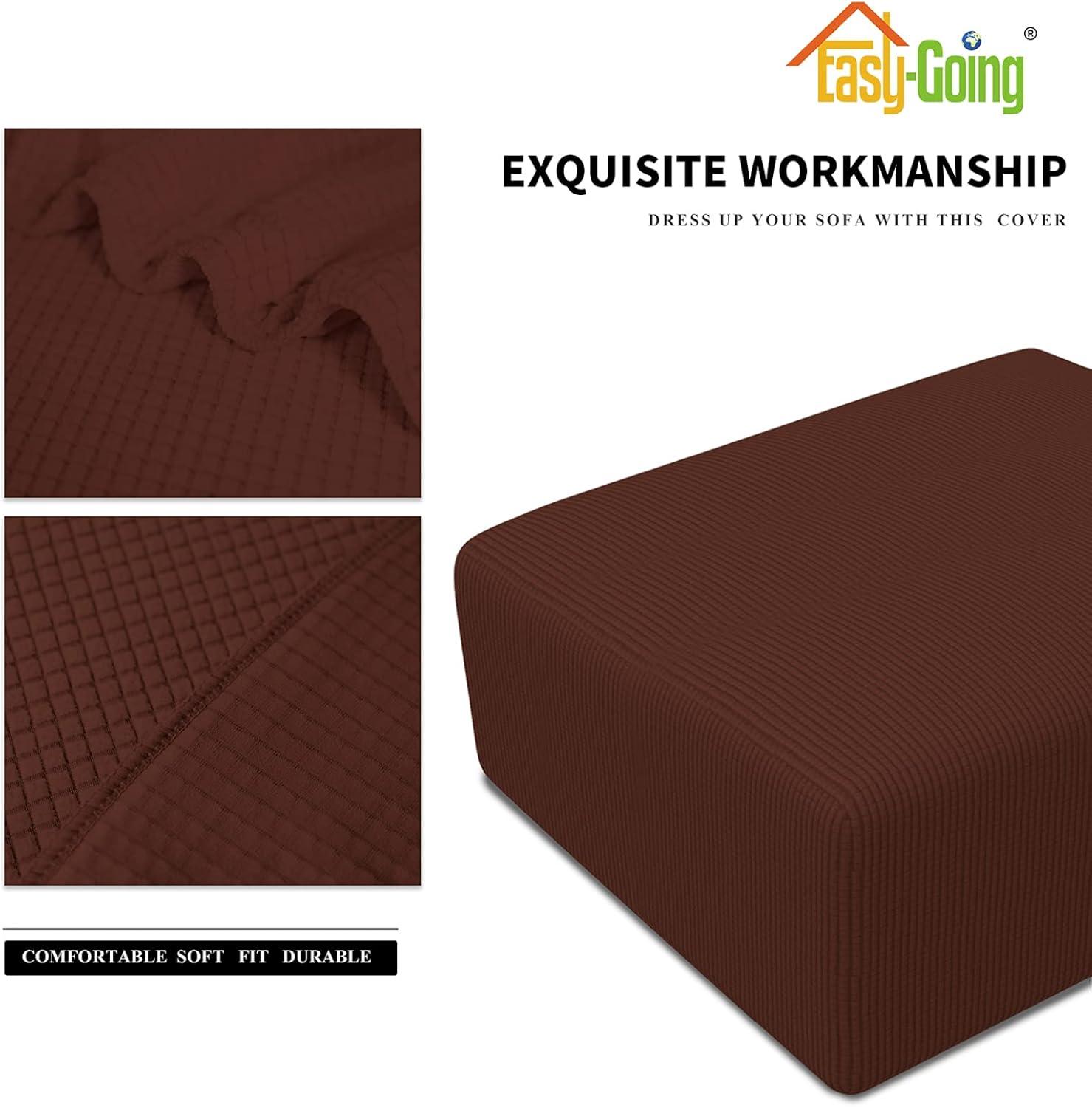 image:imageEasyGoing Stretch Ottoman Cover Length 2030in Folding Storage Stool Furniture Protector Soft Rectangle slipcover with Elastic BottomOttoman SmallDark GreyCoffee