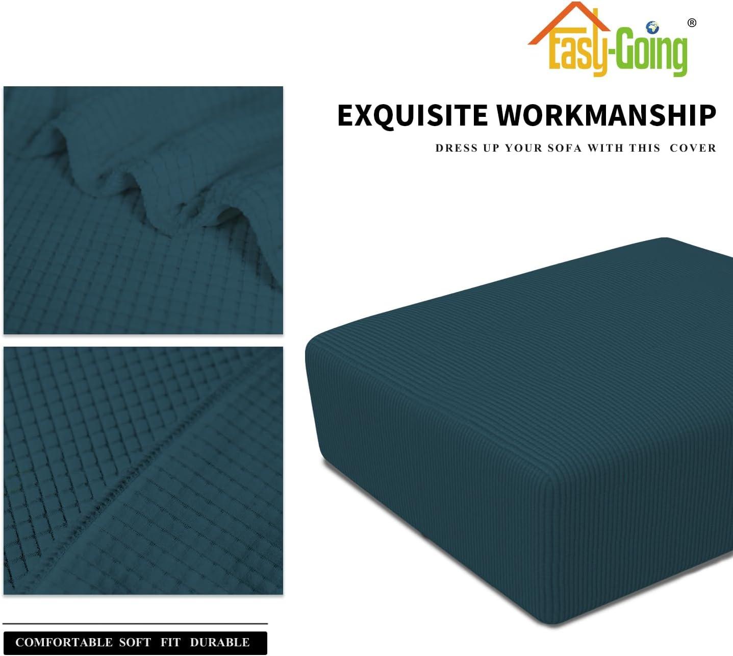 image:imageEasyGoing Stretch Ottoman Cover Length 2030in Folding Storage Stool Furniture Protector Soft Rectangle slipcover with Elastic BottomOttoman SmallDark GreyDeep Teal