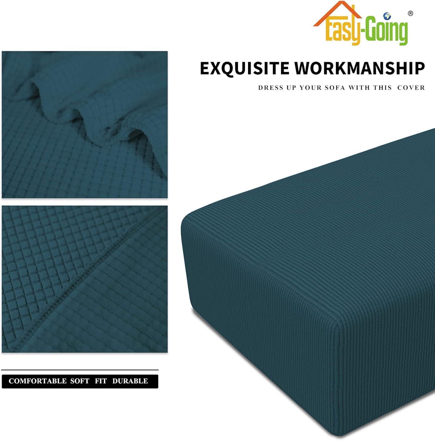 image:imageEasyGoing Stretch Ottoman Cover Length 2030in Folding Storage Stool Furniture Protector Soft Rectangle slipcover with Elastic BottomOttoman SmallDark GreyDeep Teal