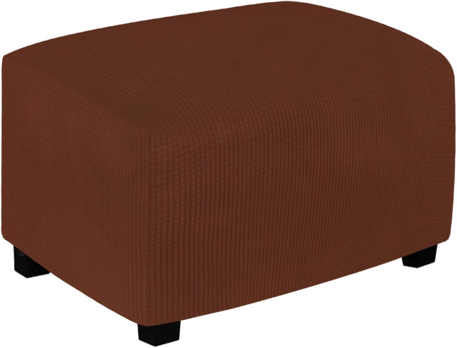 image:imageEasyGoing Stretch Ottoman Cover Length 2030in Folding Storage Stool Furniture Protector Soft Rectangle slipcover with Elastic BottomOttoman SmallDark GreyCoffee
