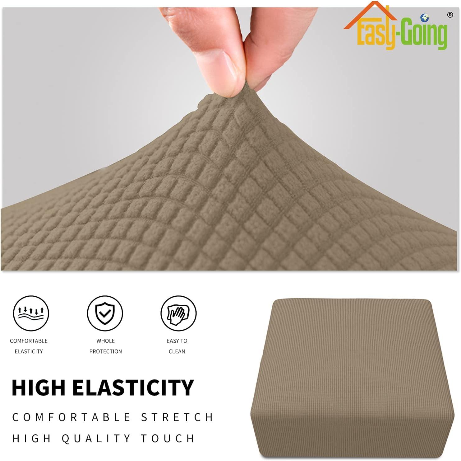 image:imageEasyGoing Stretch Ottoman Cover Length 2030in Folding Storage Stool Furniture Protector Soft Rectangle slipcover with Elastic BottomOttoman SmallDark GreyNatural