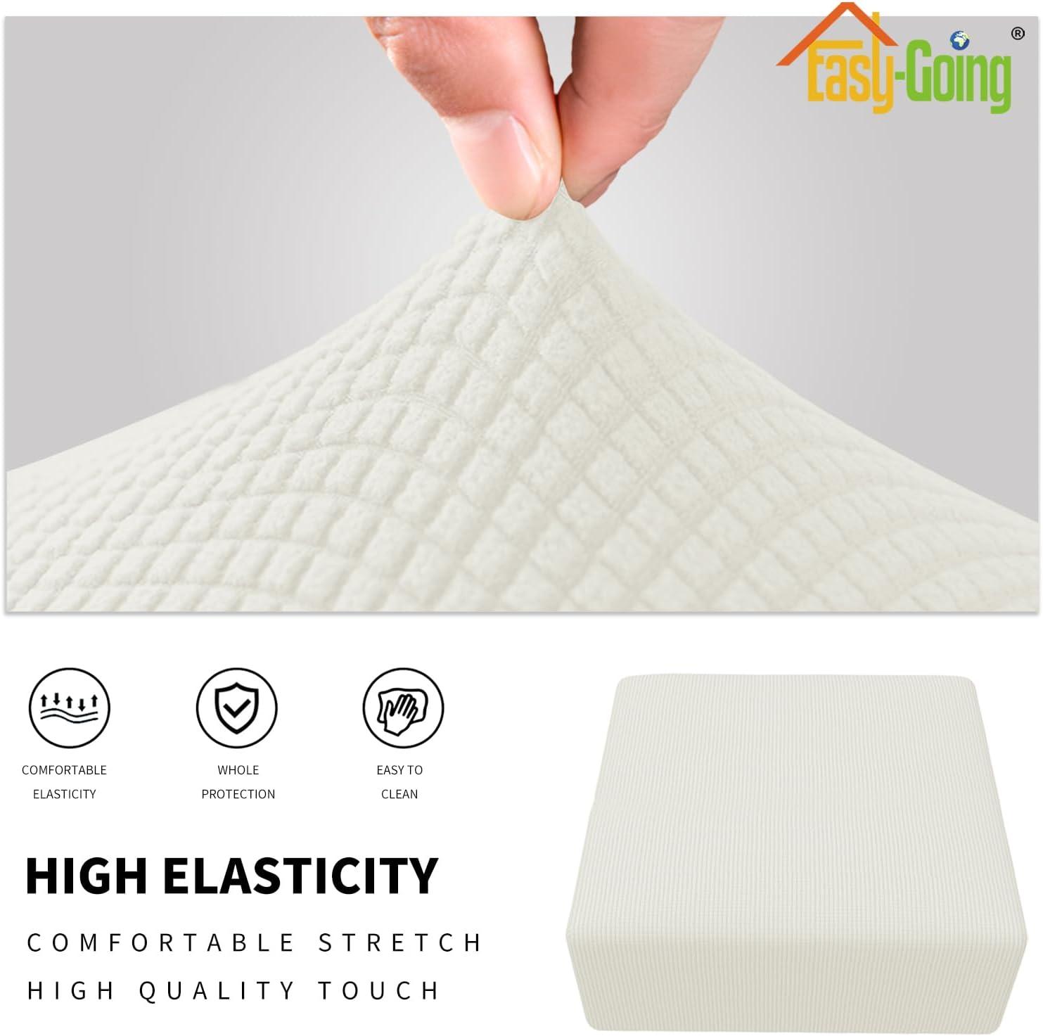 image:imageEasyGoing Stretch Ottoman Cover Length 2030in Folding Storage Stool Furniture Protector Soft Rectangle slipcover with Elastic BottomOttoman SmallDark GreyCream