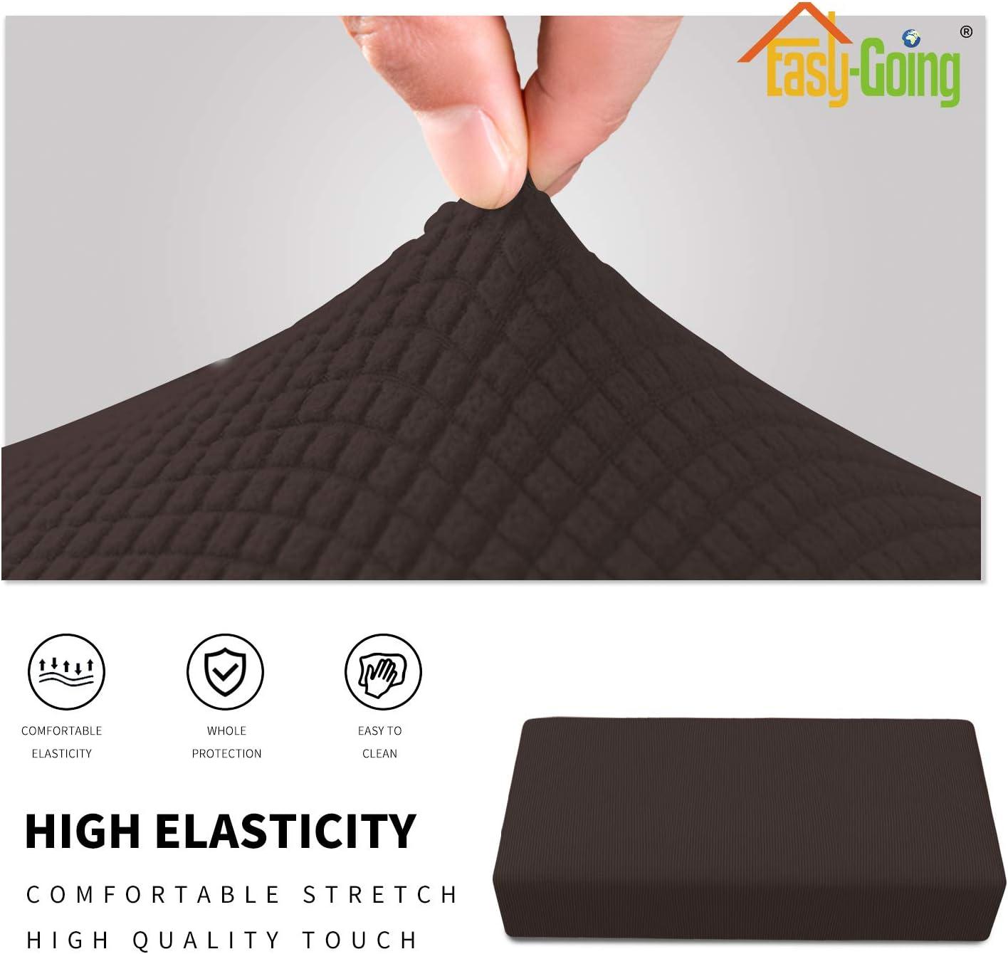 image:imageEasyGoing Stretch Ottoman Cover Length 2030in Folding Storage Stool Furniture Protector Soft Rectangle slipcover with Elastic BottomOttoman SmallDark GreyChocolate
