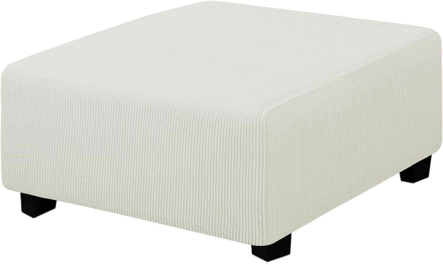 image:imageEasyGoing Stretch Ottoman Cover Length 2030in Folding Storage Stool Furniture Protector Soft Rectangle slipcover with Elastic BottomOttoman SmallDark GreyCream