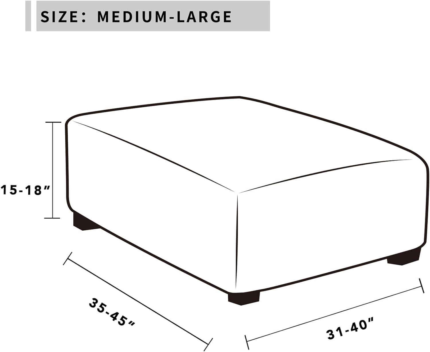 image:imageEasyGoing Stretch Ottoman Cover Length 2030in Folding Storage Stool Furniture Protector Soft Rectangle slipcover with Elastic BottomOttoman SmallDark GreySnow White