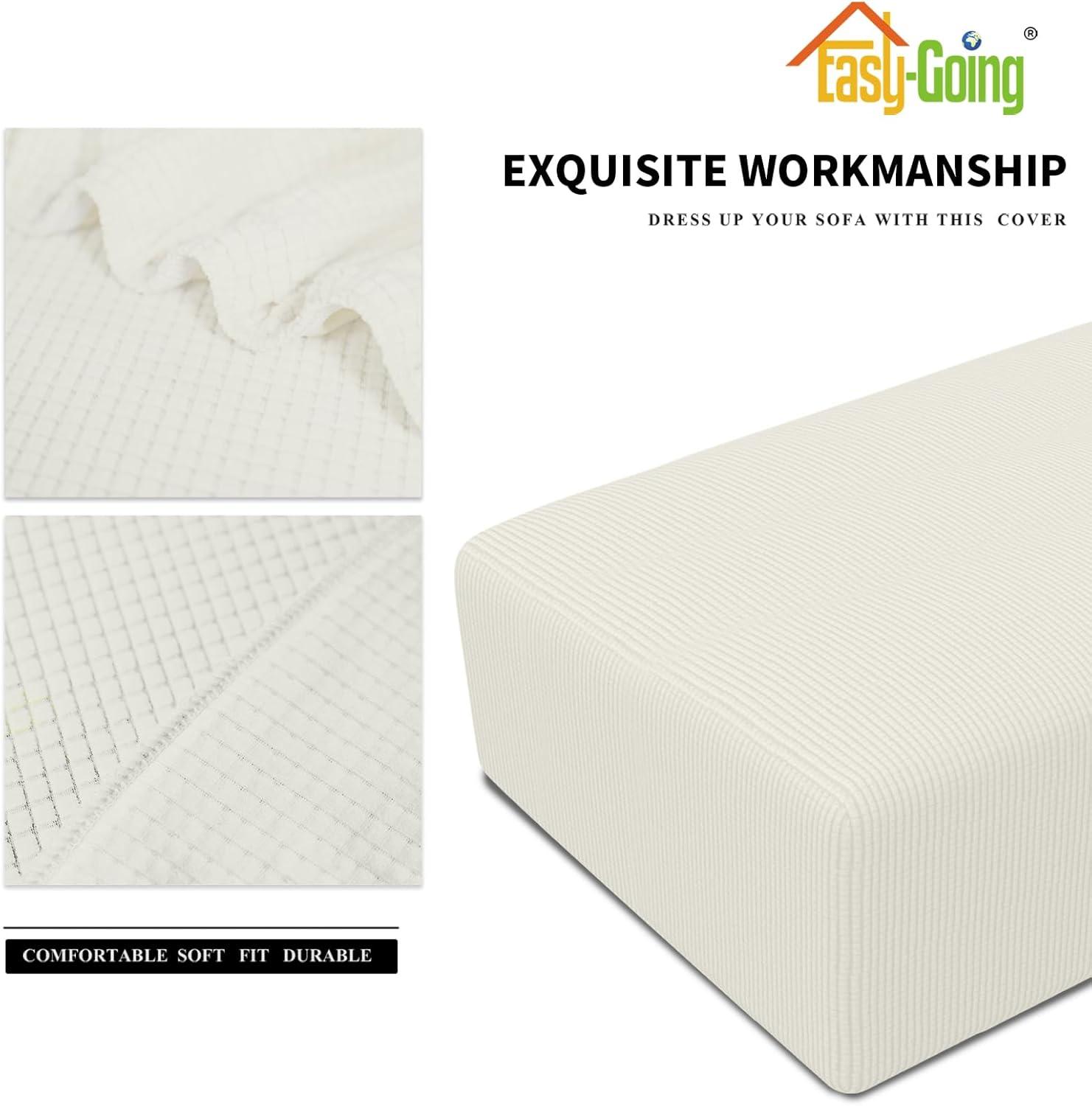 image:imageEasyGoing Stretch Ottoman Cover Length 2030in Folding Storage Stool Furniture Protector Soft Rectangle slipcover with Elastic BottomOttoman SmallDark GreyCream