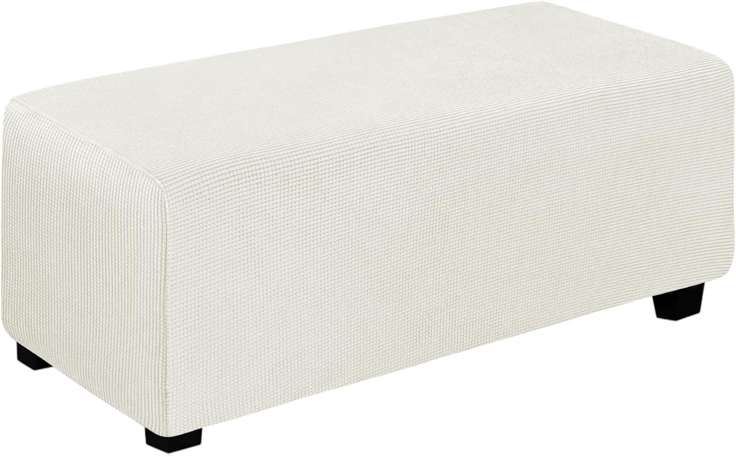 image:imageEasyGoing Stretch Ottoman Cover Length 2030in Folding Storage Stool Furniture Protector Soft Rectangle slipcover with Elastic BottomOttoman SmallDark GreyCream