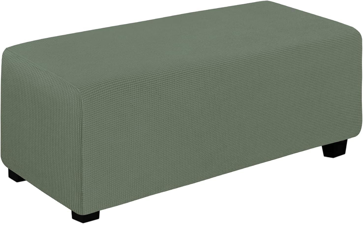 image:imageEasyGoing Stretch Ottoman Cover Length 2030in Folding Storage Stool Furniture Protector Soft Rectangle slipcover with Elastic BottomOttoman SmallDark GreyGreyish Green