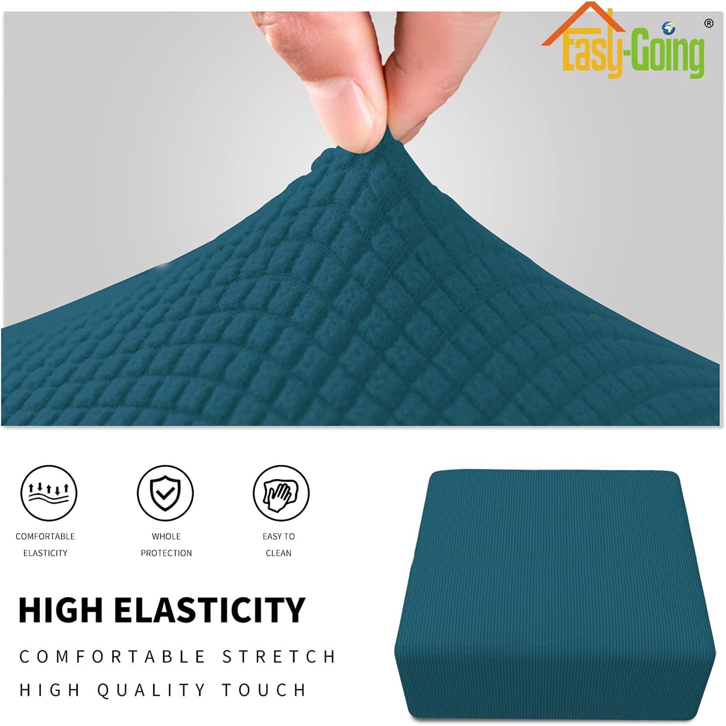 image:imageEasyGoing Stretch Ottoman Cover Length 2030in Folding Storage Stool Furniture Protector Soft Rectangle slipcover with Elastic BottomOttoman SmallDark GreyPeacock Blue