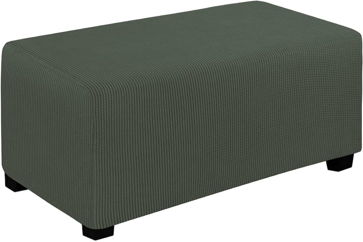 image:imageEasyGoing Stretch Ottoman Cover Length 2030in Folding Storage Stool Furniture Protector Soft Rectangle slipcover with Elastic BottomOttoman SmallDark GreyOlive Green