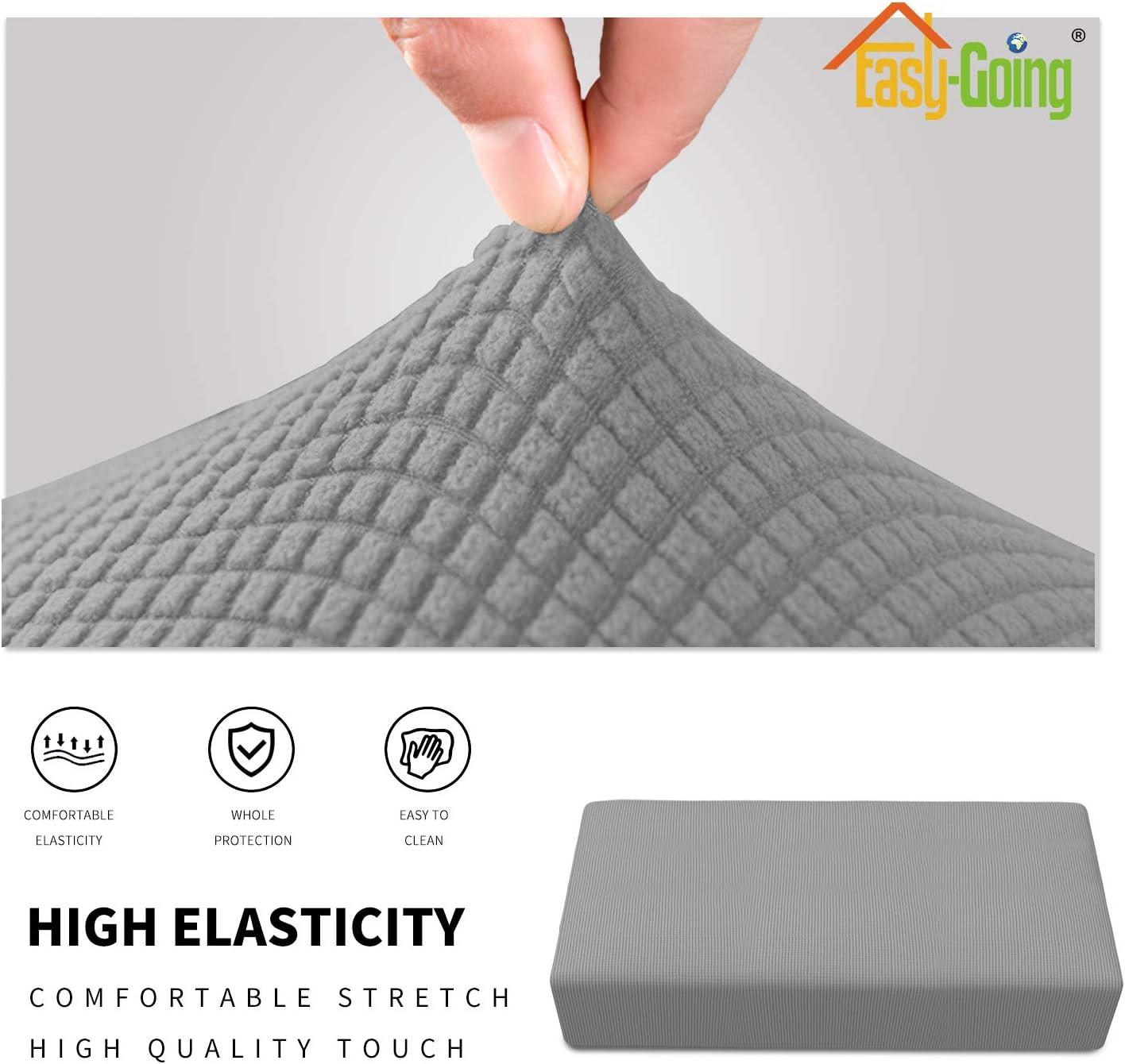 image:imageEasyGoing Stretch Ottoman Cover Length 2030in Folding Storage Stool Furniture Protector Soft Rectangle slipcover with Elastic BottomOttoman SmallDark GreyLight Gray