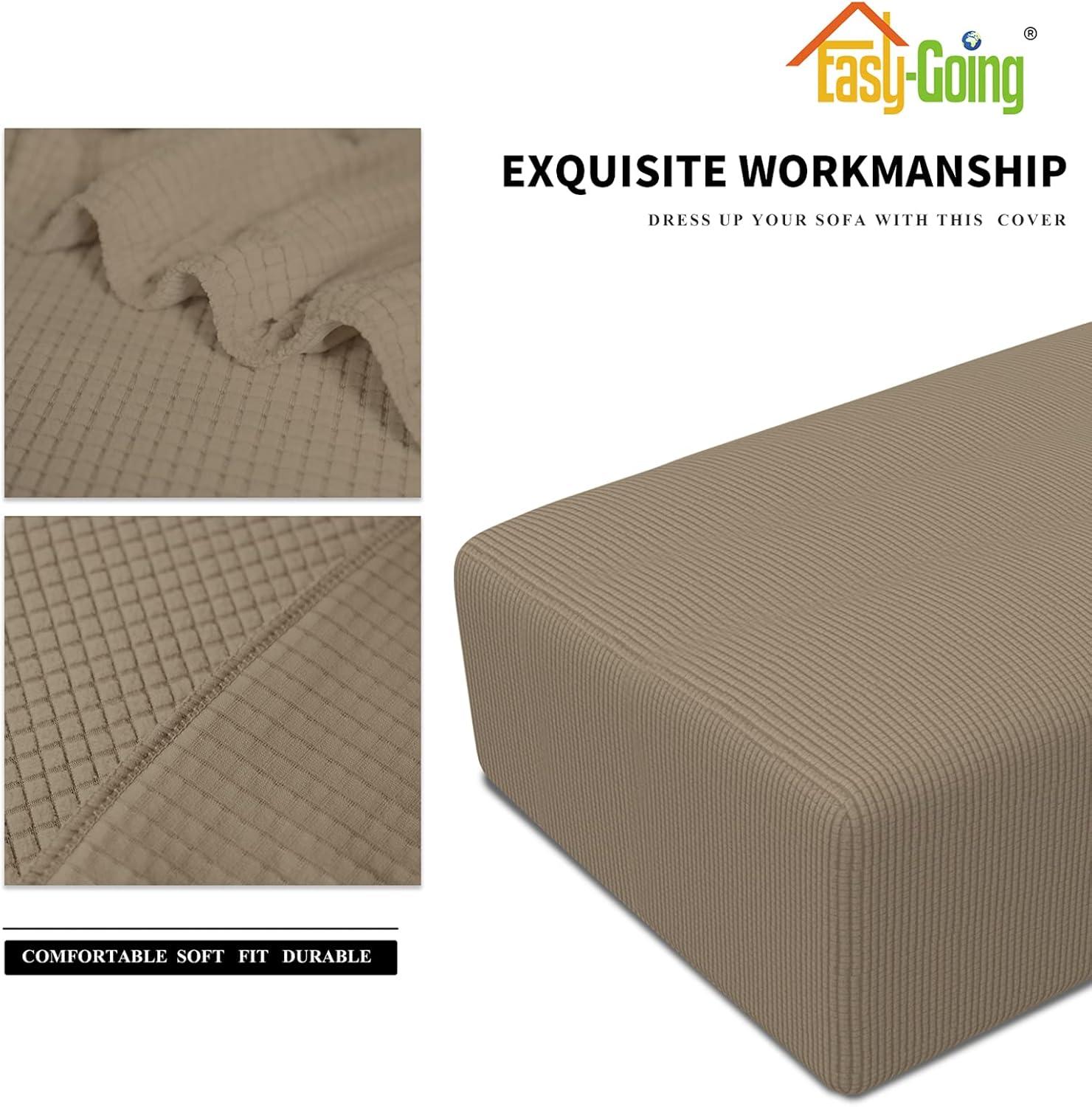 image:imageEasyGoing Stretch Ottoman Cover Length 2030in Folding Storage Stool Furniture Protector Soft Rectangle slipcover with Elastic BottomOttoman SmallDark GreyNatural