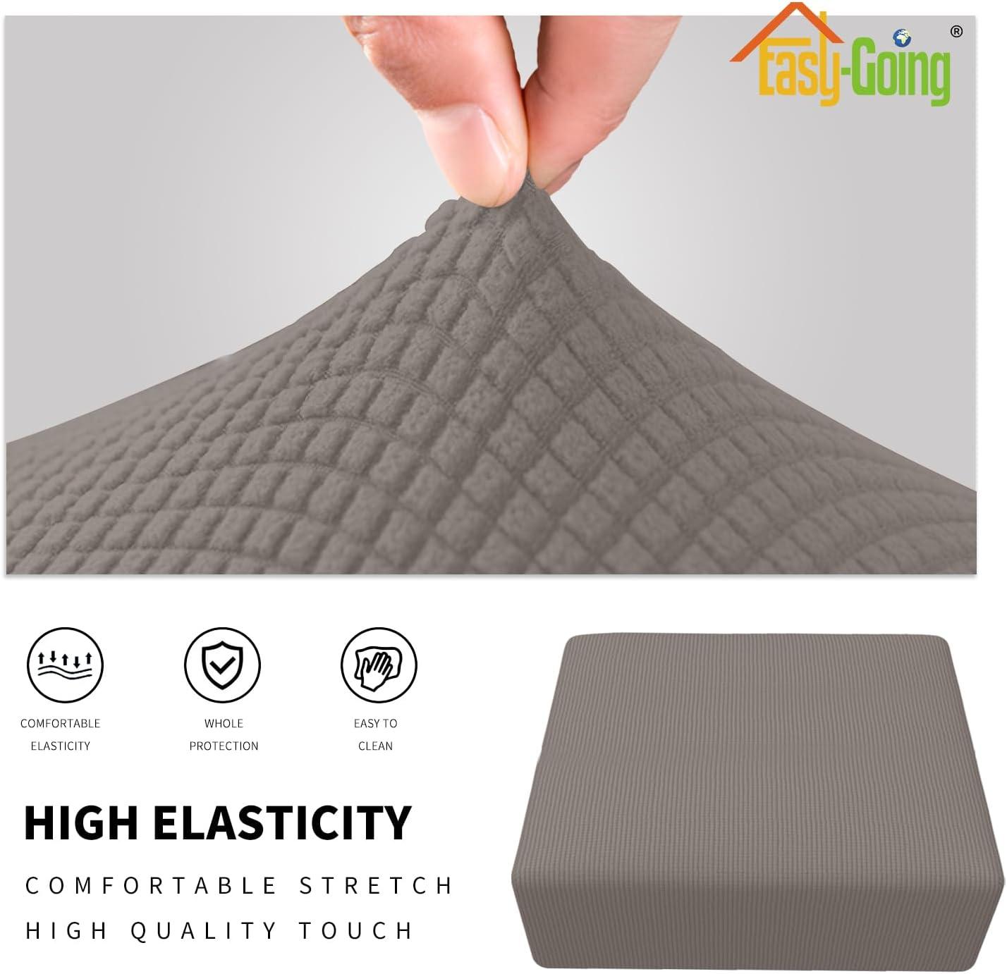 image:imageEasyGoing Stretch Ottoman Cover Length 2030in Folding Storage Stool Furniture Protector Soft Rectangle slipcover with Elastic BottomOttoman SmallDark GreyTaupe