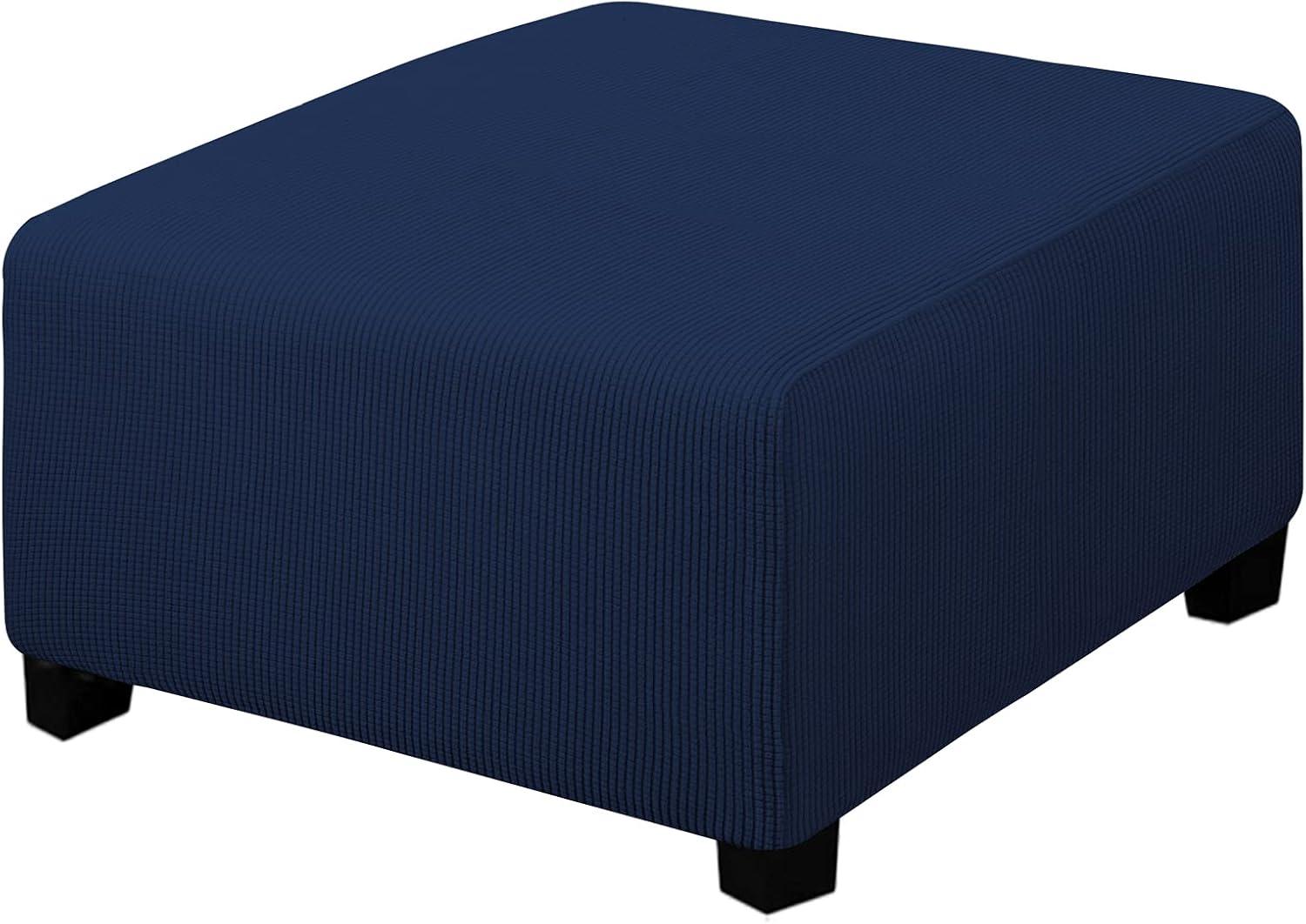 image:imageEasyGoing Stretch Ottoman Cover Length 2030in Folding Storage Stool Furniture Protector Soft Rectangle slipcover with Elastic BottomOttoman SmallDark GreyNavy
