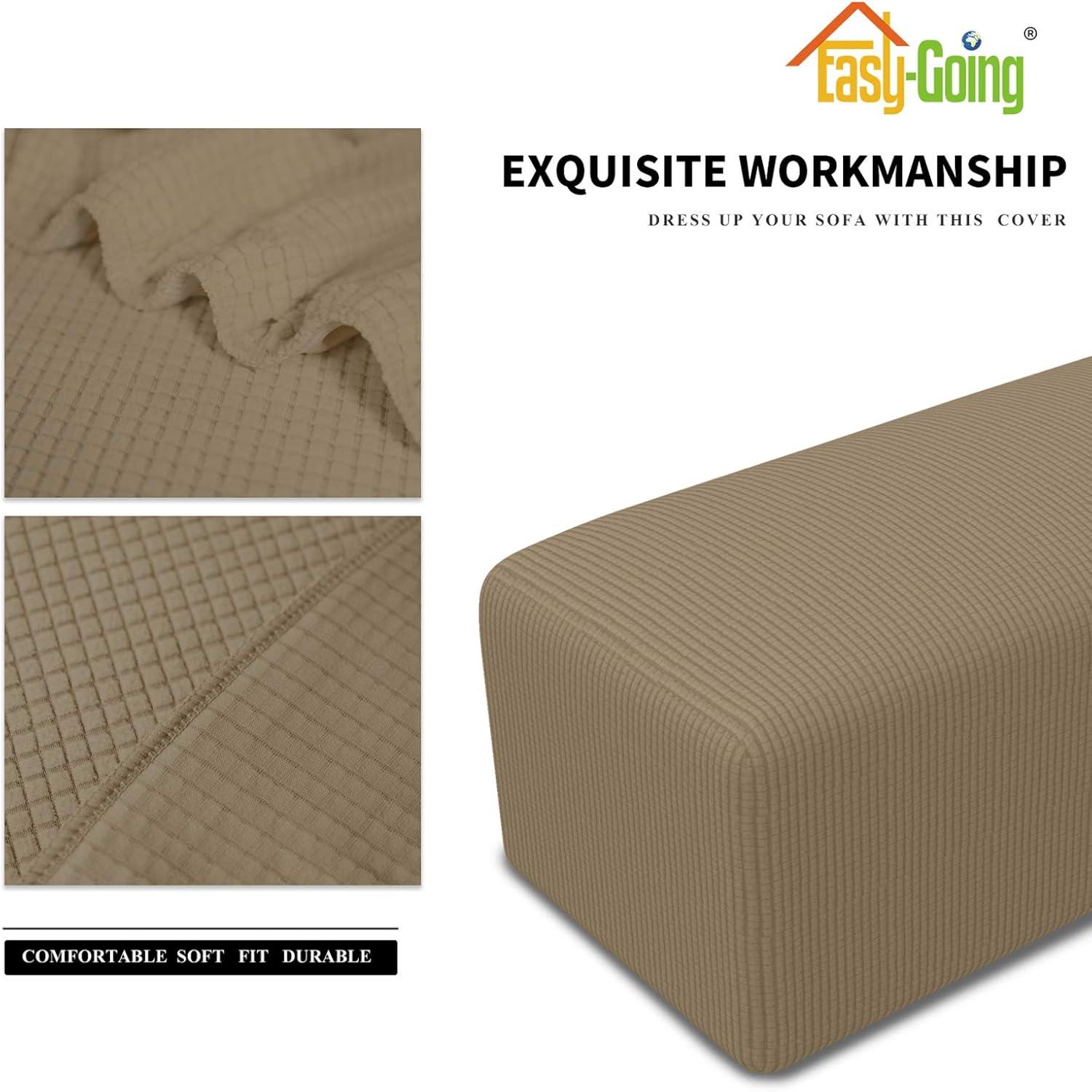 image:imageEasyGoing Stretch Ottoman Cover Length 2030in Folding Storage Stool Furniture Protector Soft Rectangle slipcover with Elastic BottomOttoman SmallDark GreyNatural