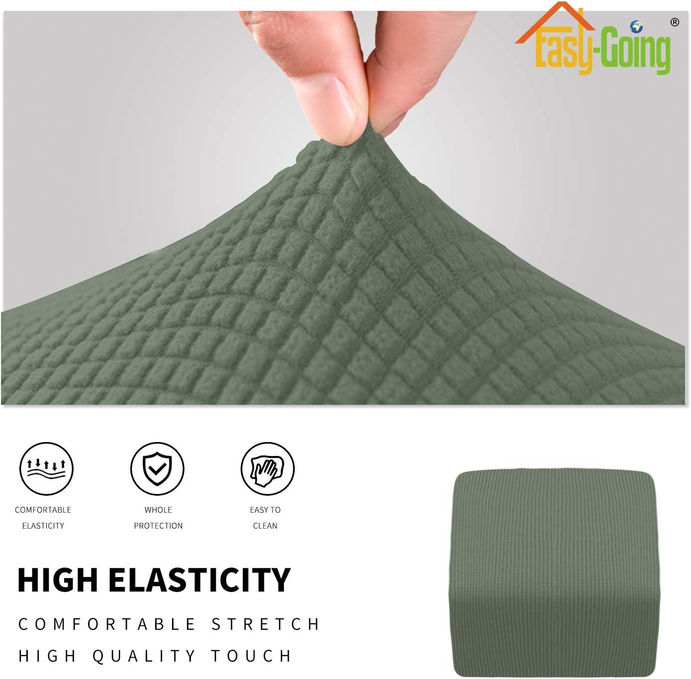 image:imageEasyGoing Stretch Ottoman Cover Length 2030in Folding Storage Stool Furniture Protector Soft Rectangle slipcover with Elastic BottomOttoman SmallDark GreyGreyish Green