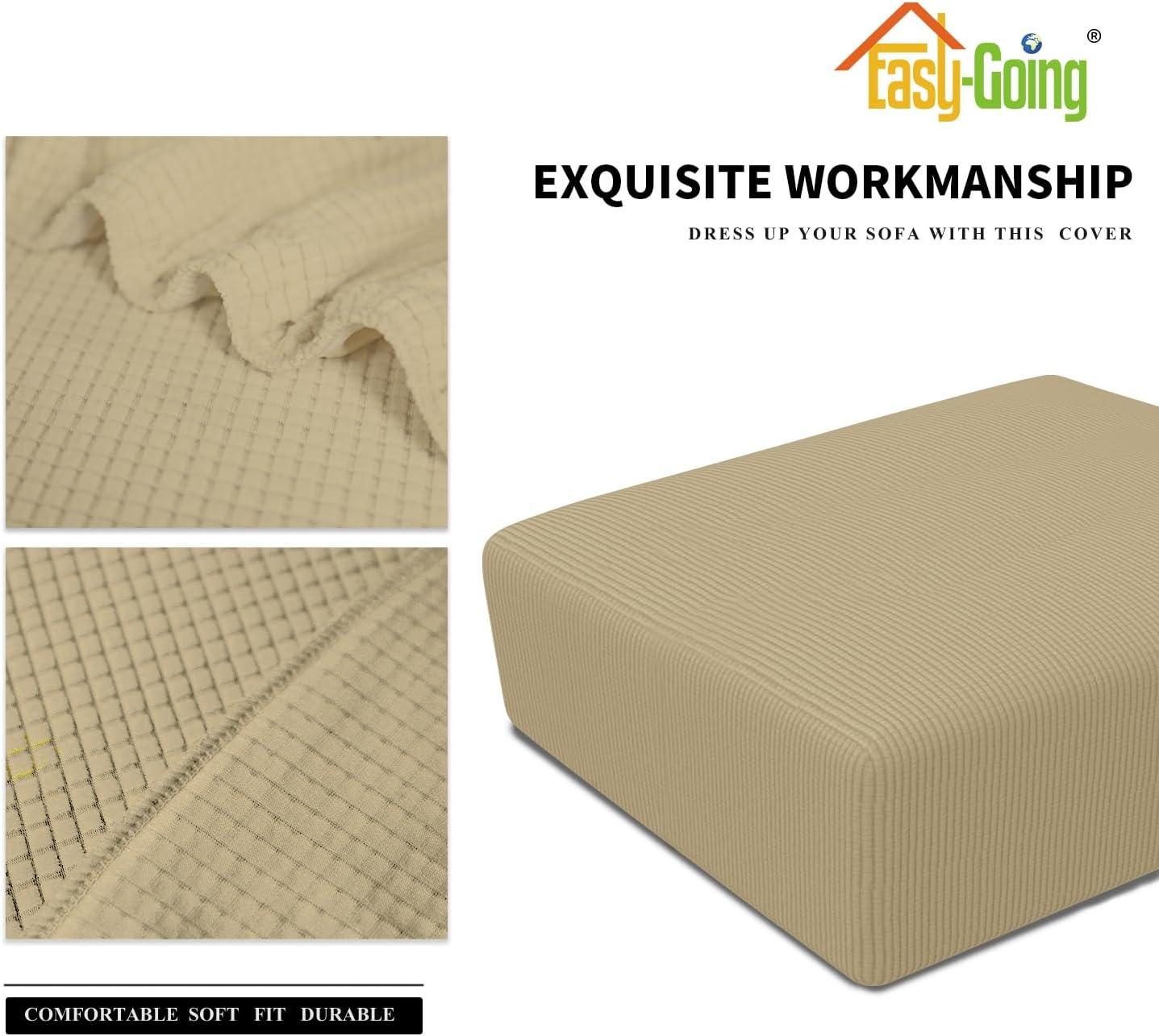 image:imageEasyGoing Stretch Ottoman Cover Length 2030in Folding Storage Stool Furniture Protector Soft Rectangle slipcover with Elastic BottomOttoman SmallDark GreyBeige