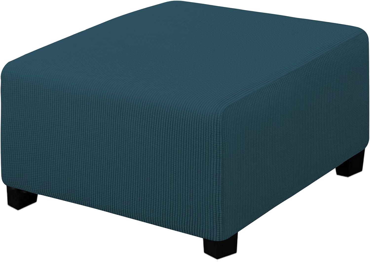image:imageEasyGoing Stretch Ottoman Cover Length 2030in Folding Storage Stool Furniture Protector Soft Rectangle slipcover with Elastic BottomOttoman SmallDark GreyDeep Teal