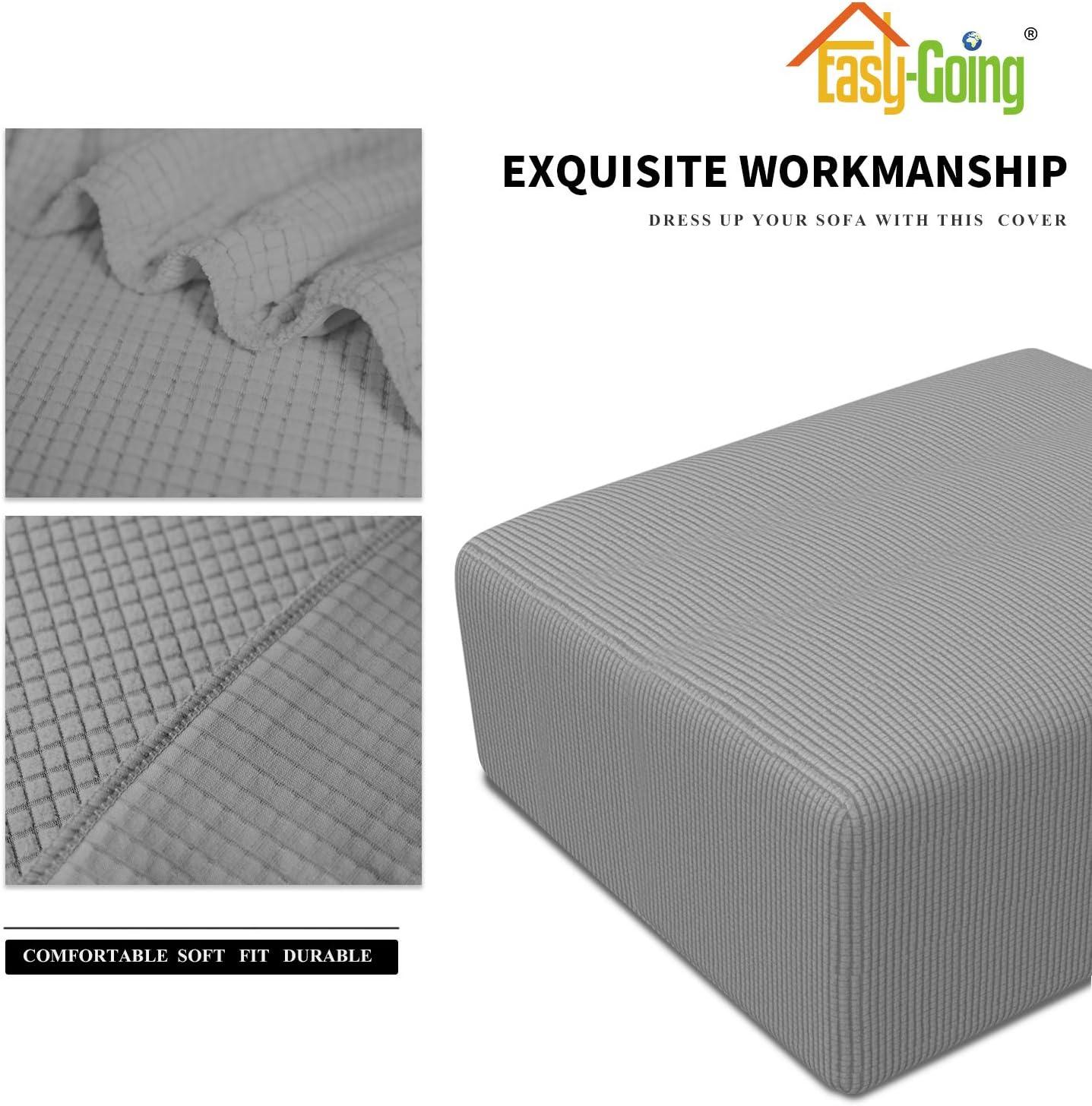 image:imageEasyGoing Stretch Ottoman Cover Length 2030in Folding Storage Stool Furniture Protector Soft Rectangle slipcover with Elastic BottomOttoman SmallDark GreyLight Gray