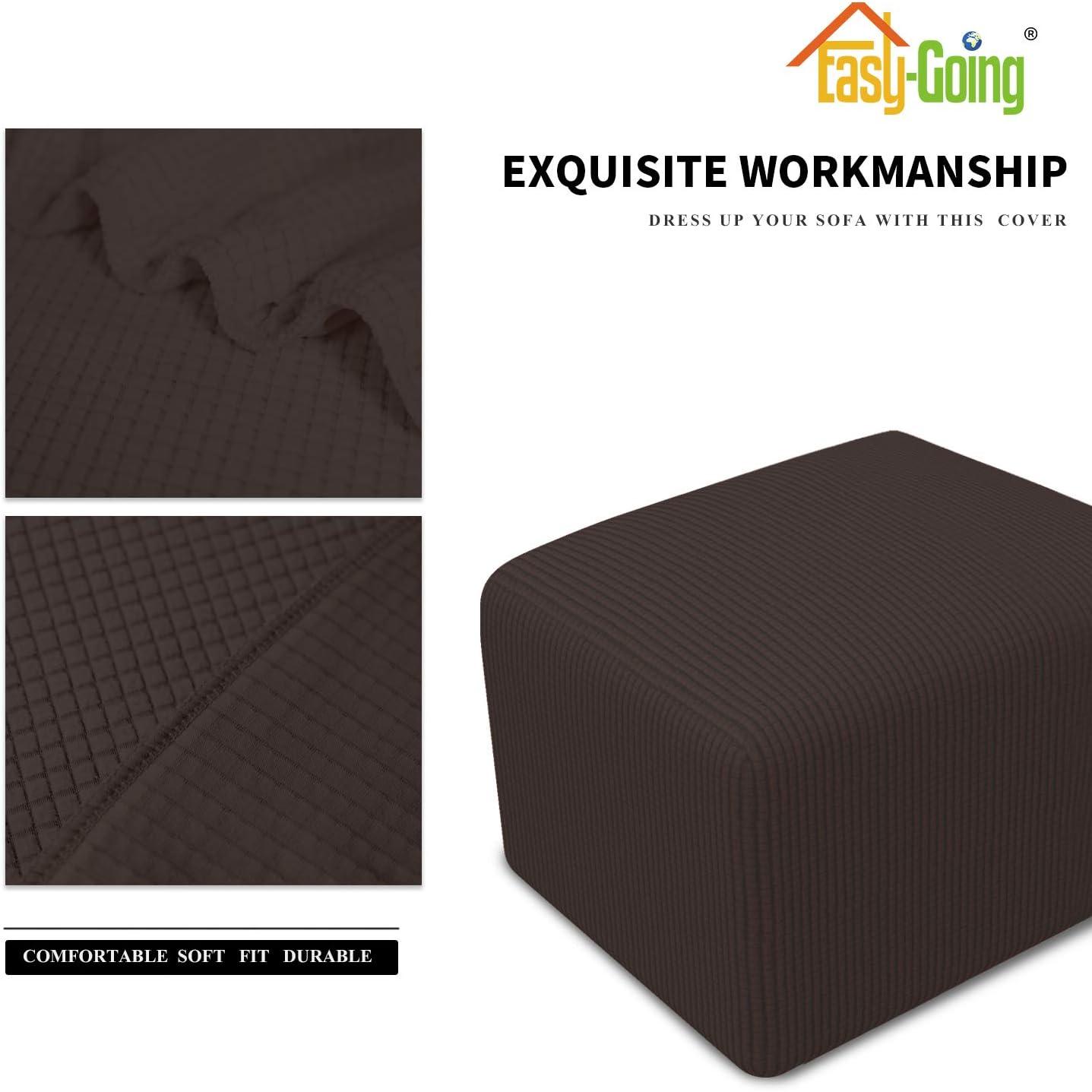 image:imageEasyGoing Stretch Ottoman Cover Length 2030in Folding Storage Stool Furniture Protector Soft Rectangle slipcover with Elastic BottomOttoman SmallDark GreyChocolate