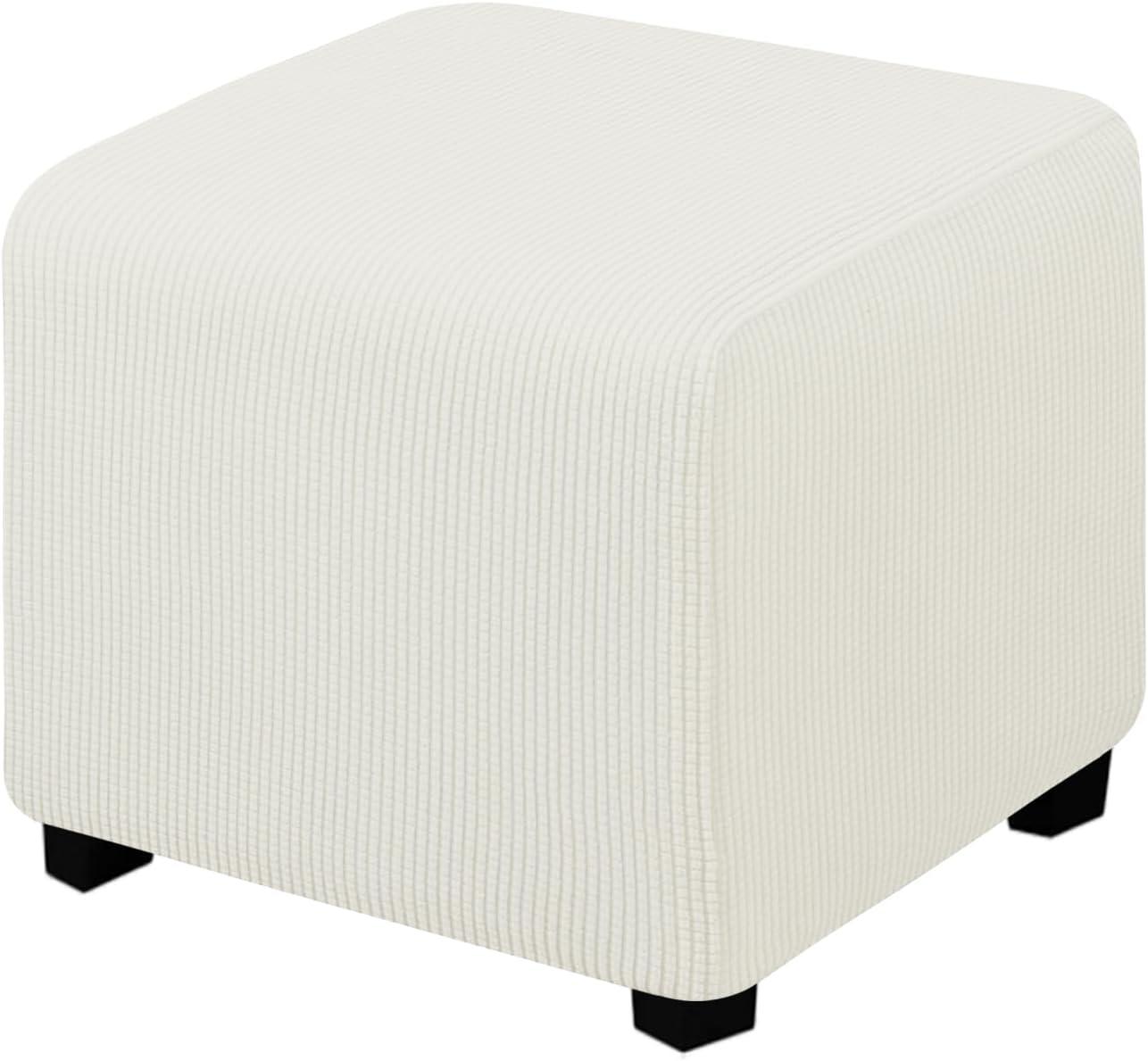 image:imageEasyGoing Stretch Ottoman Cover Length 2030in Folding Storage Stool Furniture Protector Soft Rectangle slipcover with Elastic BottomOttoman SmallDark GreyCream