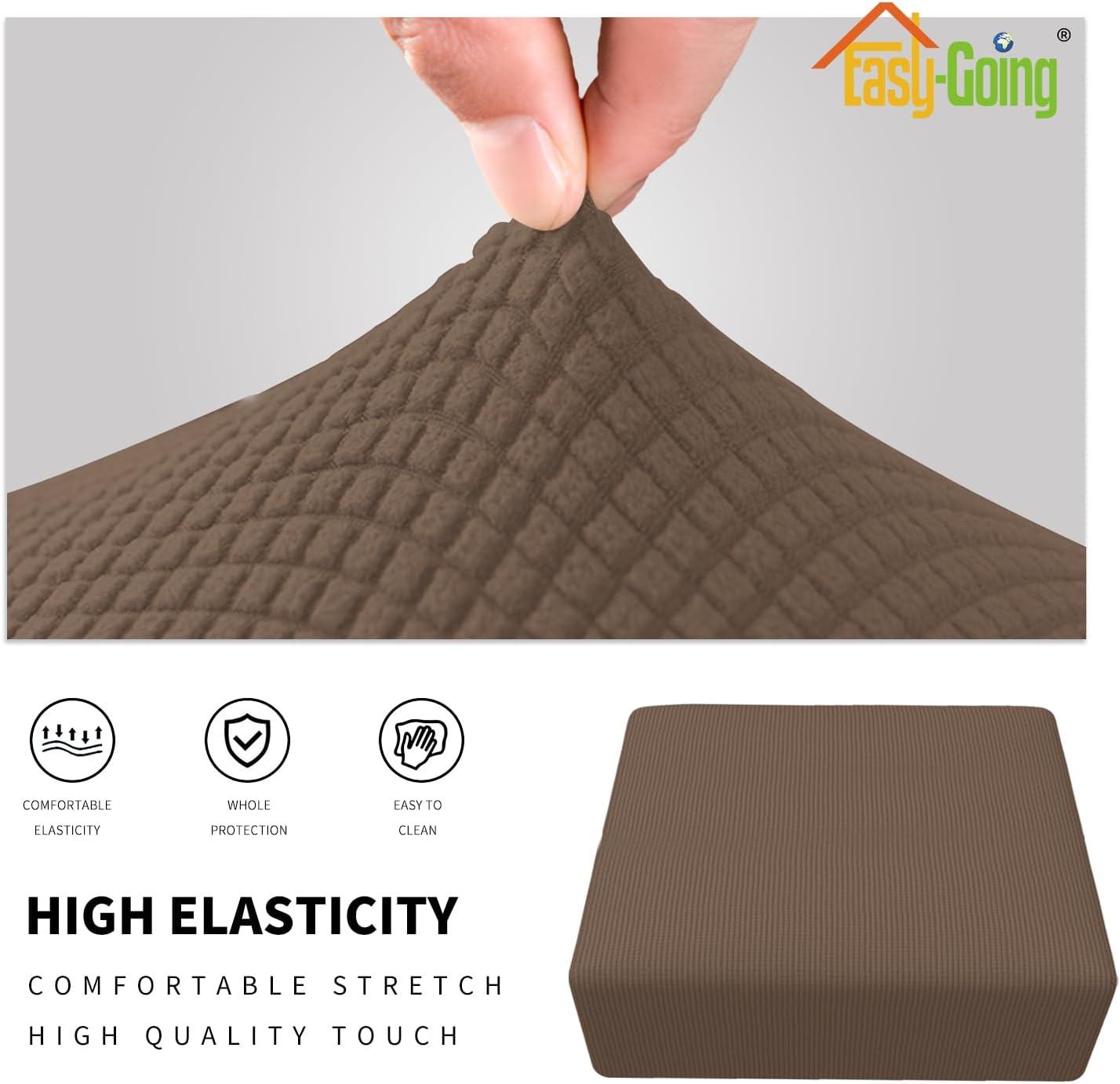 image:imageEasyGoing Stretch Ottoman Cover Length 2030in Folding Storage Stool Furniture Protector Soft Rectangle slipcover with Elastic BottomOttoman SmallDark GreyBrown