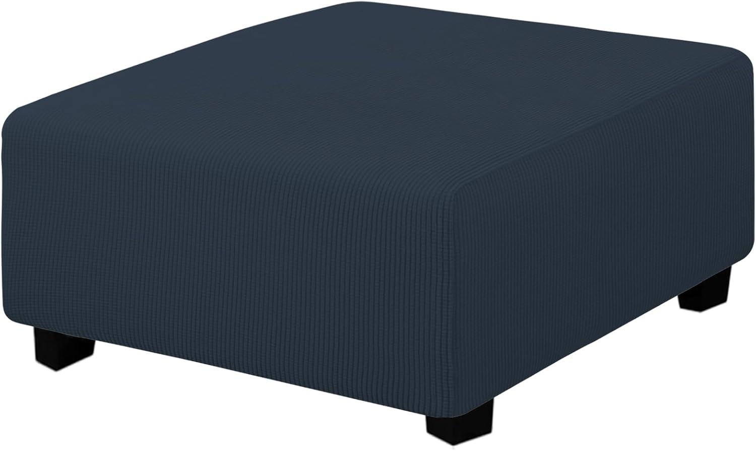 image:imageEasyGoing Stretch Ottoman Cover Length 2030in Folding Storage Stool Furniture Protector Soft Rectangle slipcover with Elastic BottomOttoman SmallDark GreyDark Blue