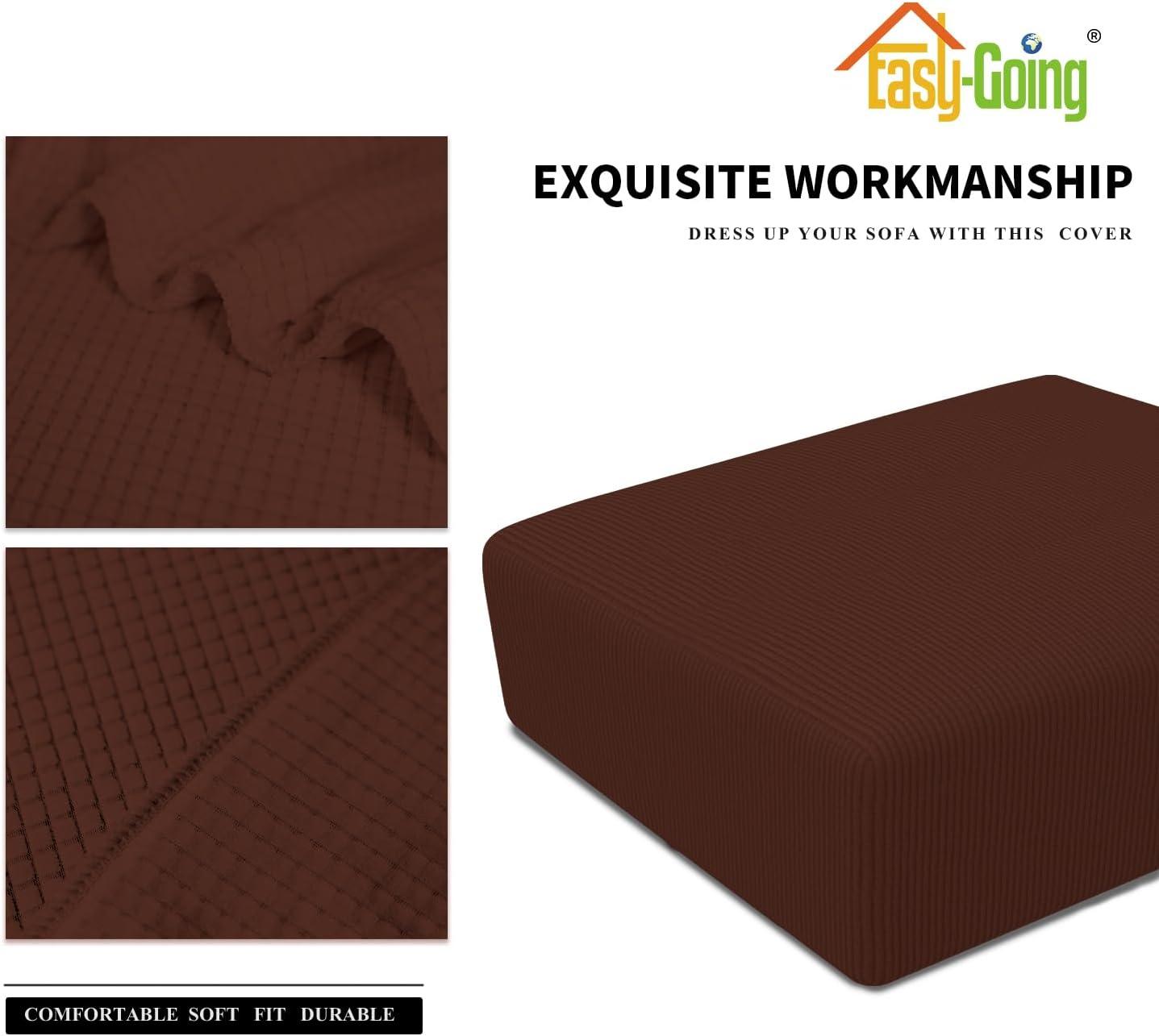 image:imageEasyGoing Stretch Ottoman Cover Length 2030in Folding Storage Stool Furniture Protector Soft Rectangle slipcover with Elastic BottomOttoman SmallDark GreyCoffee