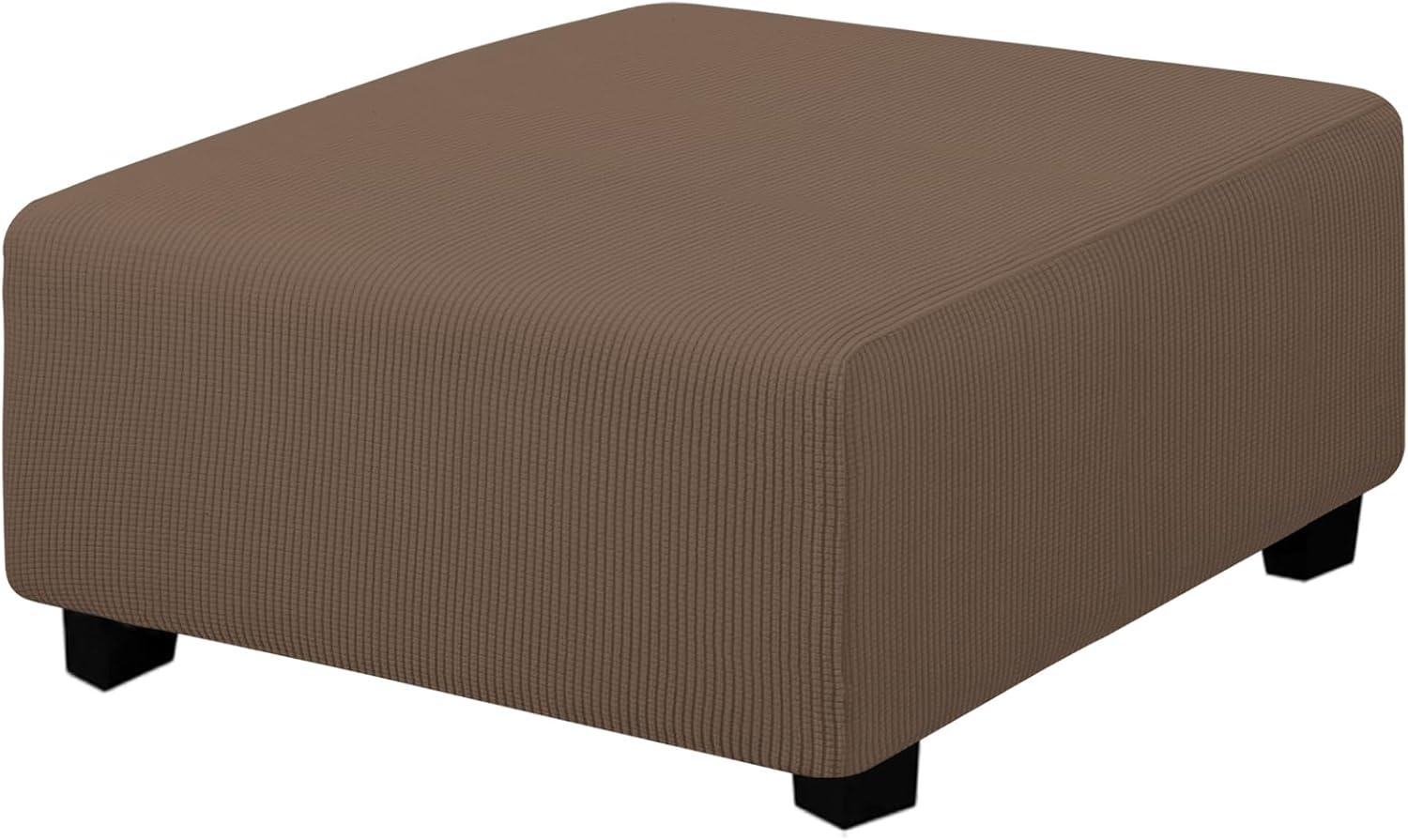 image:imageEasyGoing Stretch Ottoman Cover Length 2030in Folding Storage Stool Furniture Protector Soft Rectangle slipcover with Elastic BottomOttoman SmallDark GreyBrown