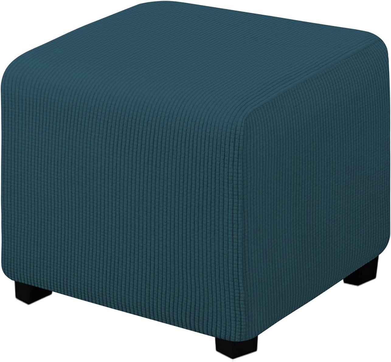image:imageEasyGoing Stretch Ottoman Cover Length 2030in Folding Storage Stool Furniture Protector Soft Rectangle slipcover with Elastic BottomOttoman SmallDark GreyDeep Teal