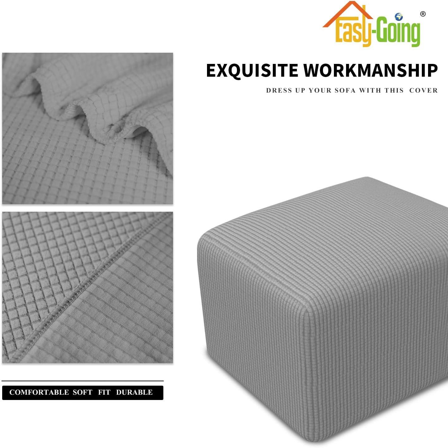 image:imageEasyGoing Stretch Ottoman Cover Length 2030in Folding Storage Stool Furniture Protector Soft Rectangle slipcover with Elastic BottomOttoman SmallDark GreyLight Gray