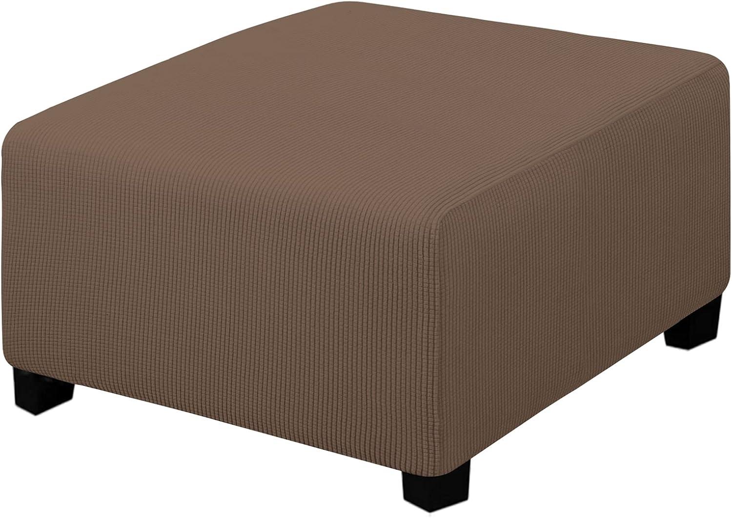 image:imageEasyGoing Stretch Ottoman Cover Length 2030in Folding Storage Stool Furniture Protector Soft Rectangle slipcover with Elastic BottomOttoman SmallDark GreyBrown