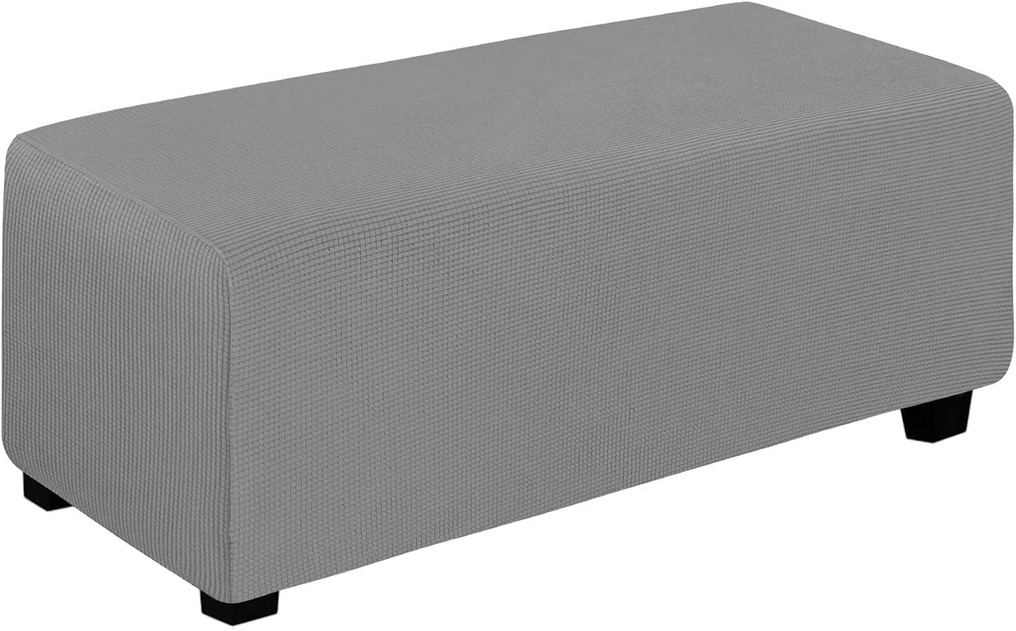 image:imageEasyGoing Stretch Ottoman Cover Length 2030in Folding Storage Stool Furniture Protector Soft Rectangle slipcover with Elastic BottomOttoman SmallDark GreyLight Gray