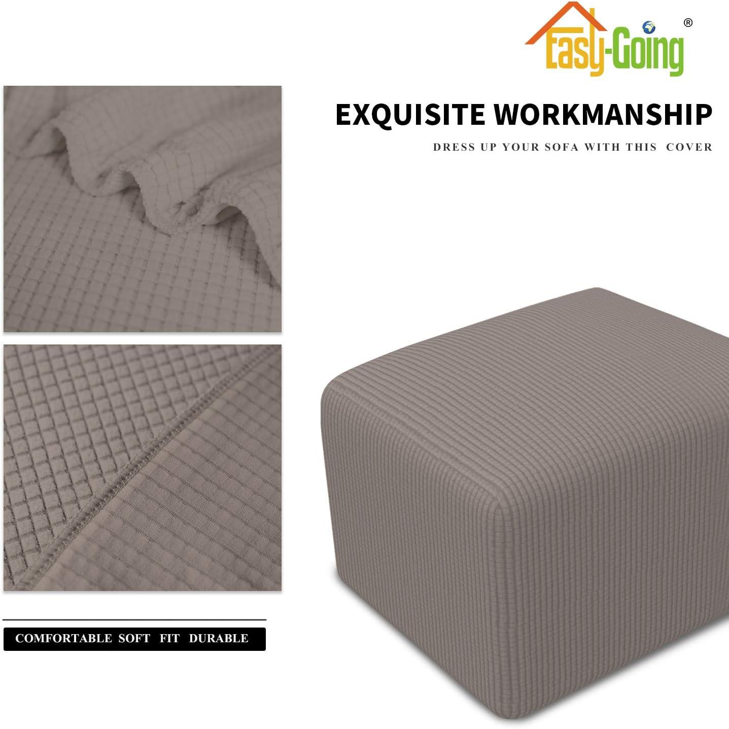 image:imageEasyGoing Stretch Ottoman Cover Length 2030in Folding Storage Stool Furniture Protector Soft Rectangle slipcover with Elastic BottomOttoman SmallDark GreyTaupe