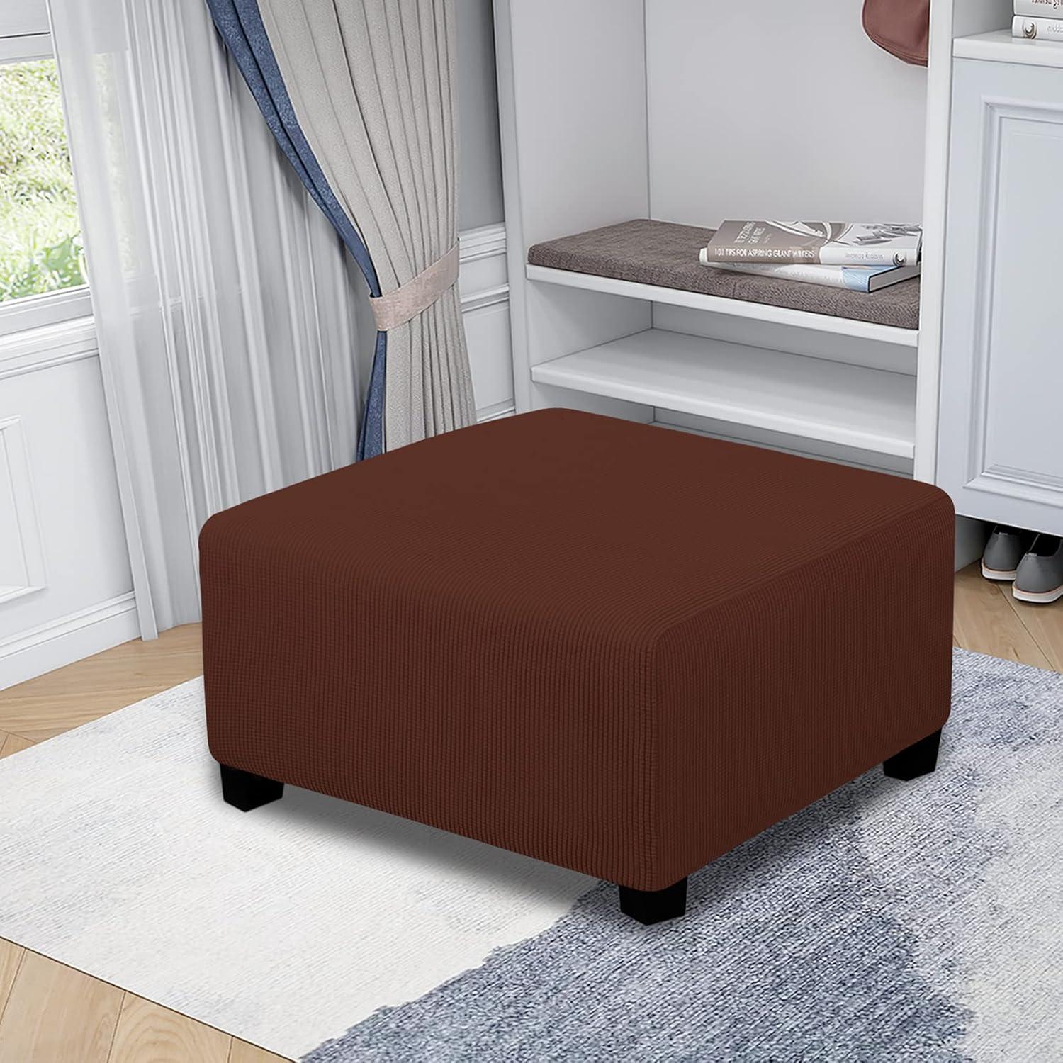 image:imageEasyGoing Stretch Ottoman Cover Length 2030in Folding Storage Stool Furniture Protector Soft Rectangle slipcover with Elastic BottomOttoman SmallDark GreyCoffee