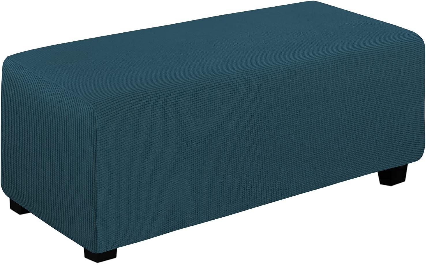 image:imageEasyGoing Stretch Ottoman Cover Length 2030in Folding Storage Stool Furniture Protector Soft Rectangle slipcover with Elastic BottomOttoman SmallDark GreyDeep Teal