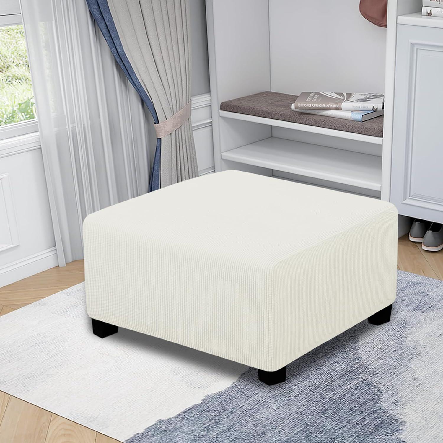 image:imageEasyGoing Stretch Ottoman Cover Length 2030in Folding Storage Stool Furniture Protector Soft Rectangle slipcover with Elastic BottomOttoman SmallDark GreyCream