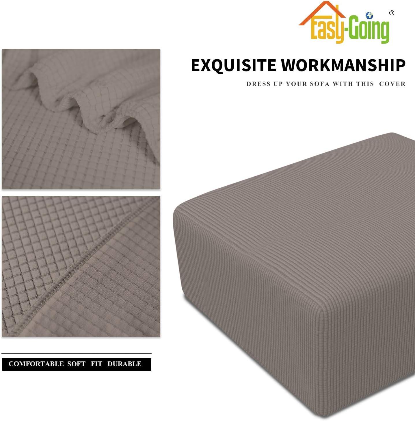 image:imageEasyGoing Stretch Ottoman Cover Length 2030in Folding Storage Stool Furniture Protector Soft Rectangle slipcover with Elastic BottomOttoman SmallDark GreyTaupe