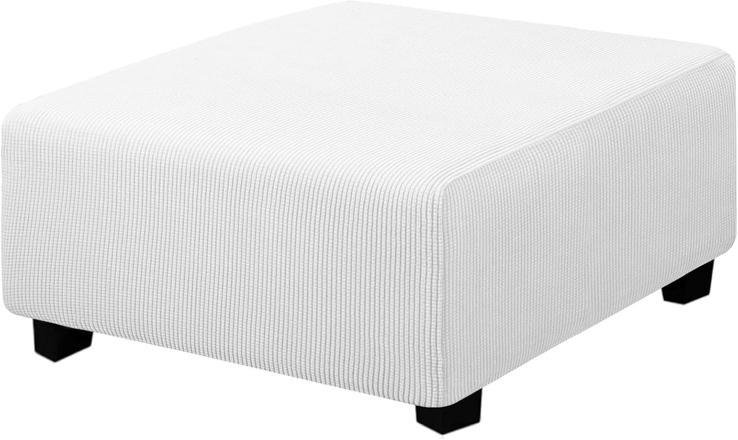 image:imageEasyGoing Stretch Ottoman Cover Length 2030in Folding Storage Stool Furniture Protector Soft Rectangle slipcover with Elastic BottomOttoman SmallDark GreySnow White
