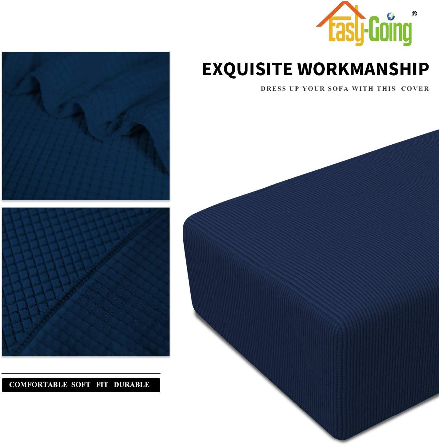 image:imageEasyGoing Stretch Ottoman Cover Length 2030in Folding Storage Stool Furniture Protector Soft Rectangle slipcover with Elastic BottomOttoman SmallDark GreyNavy