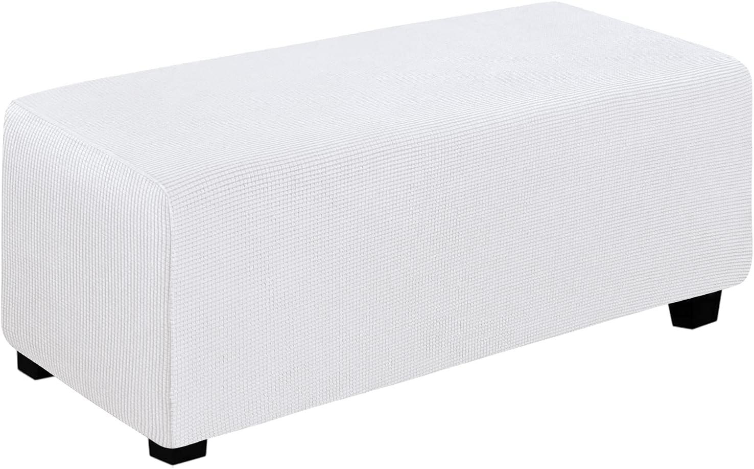 image:imageEasyGoing Stretch Ottoman Cover Length 2030in Folding Storage Stool Furniture Protector Soft Rectangle slipcover with Elastic BottomOttoman SmallDark GreySnow White