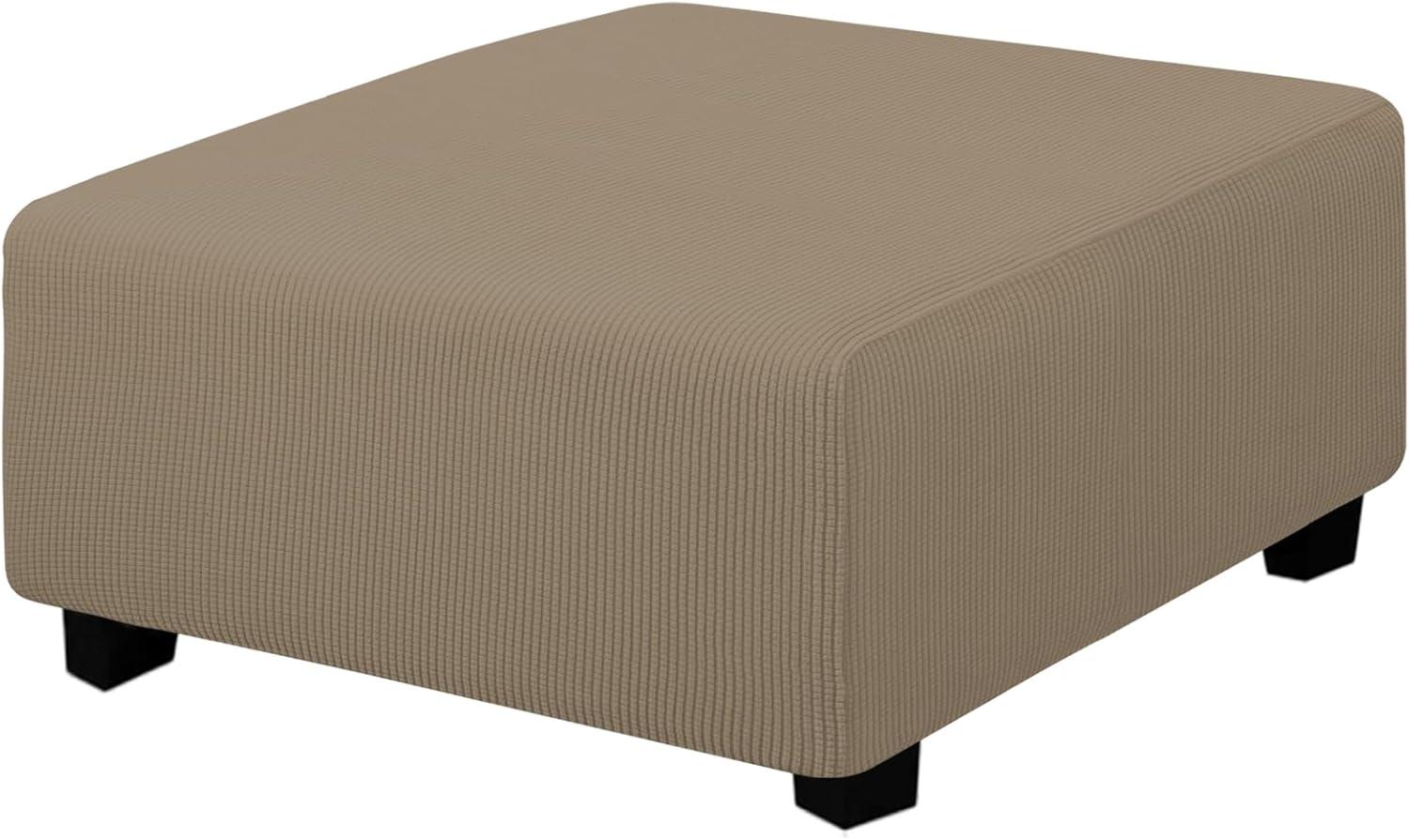 image:imageEasyGoing Stretch Ottoman Cover Length 2030in Folding Storage Stool Furniture Protector Soft Rectangle slipcover with Elastic BottomOttoman SmallDark GreyNatural