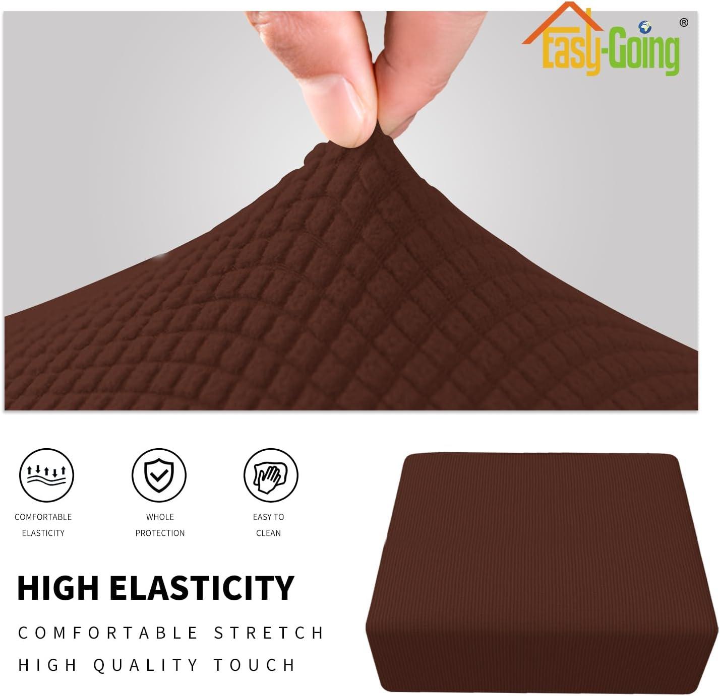 image:imageEasyGoing Stretch Ottoman Cover Length 2030in Folding Storage Stool Furniture Protector Soft Rectangle slipcover with Elastic BottomOttoman SmallDark GreyCoffee