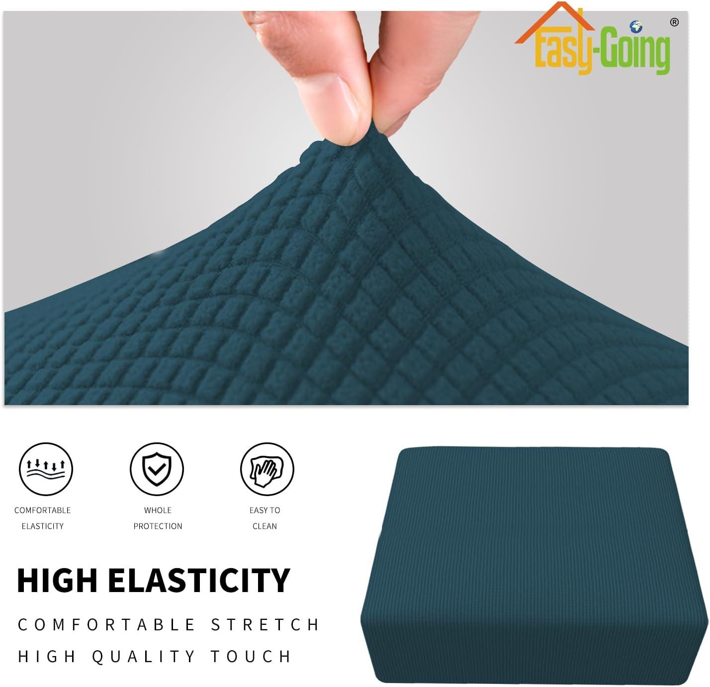 image:imageEasyGoing Stretch Ottoman Cover Length 2030in Folding Storage Stool Furniture Protector Soft Rectangle slipcover with Elastic BottomOttoman SmallDark GreyDeep Teal