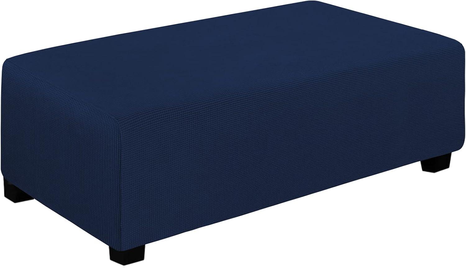 image:imageEasyGoing Stretch Ottoman Cover Length 2030in Folding Storage Stool Furniture Protector Soft Rectangle slipcover with Elastic BottomOttoman SmallDark GreyNavy